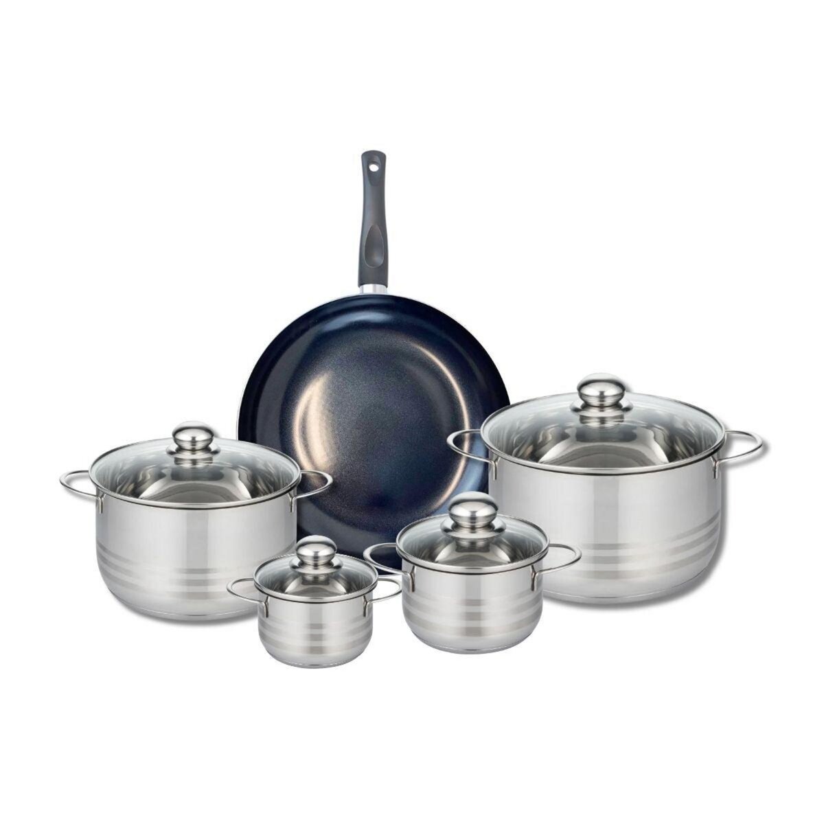 ELO Ensemble de 1 Poêle de cuisson 28 cm et 4 faitouts 12, 14, 20 et 24 cm Elo Prima Brillant