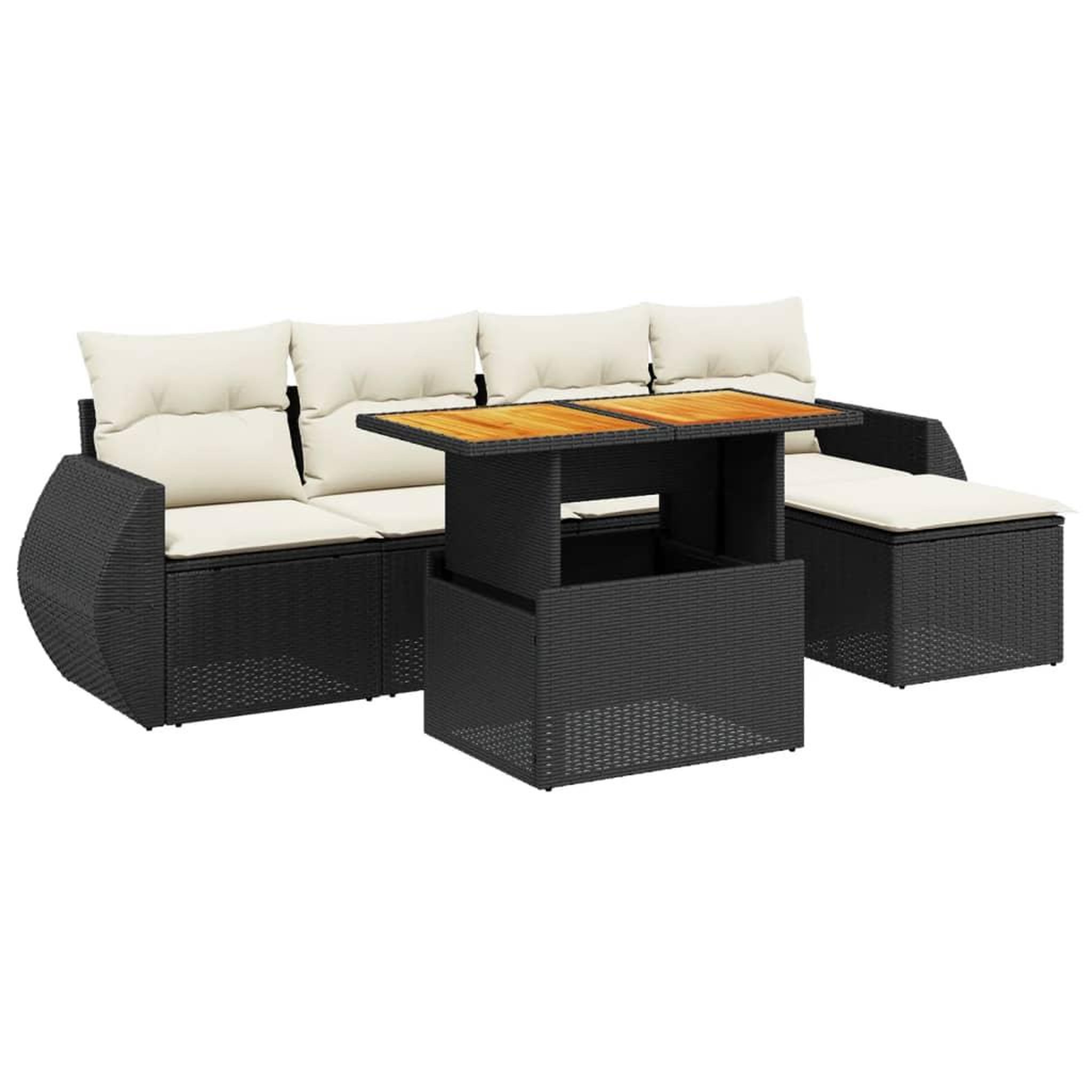 Voir la diapositive 2 : VIDAXL Salon de jardin 6 pcs avec coussins noir resine tressee