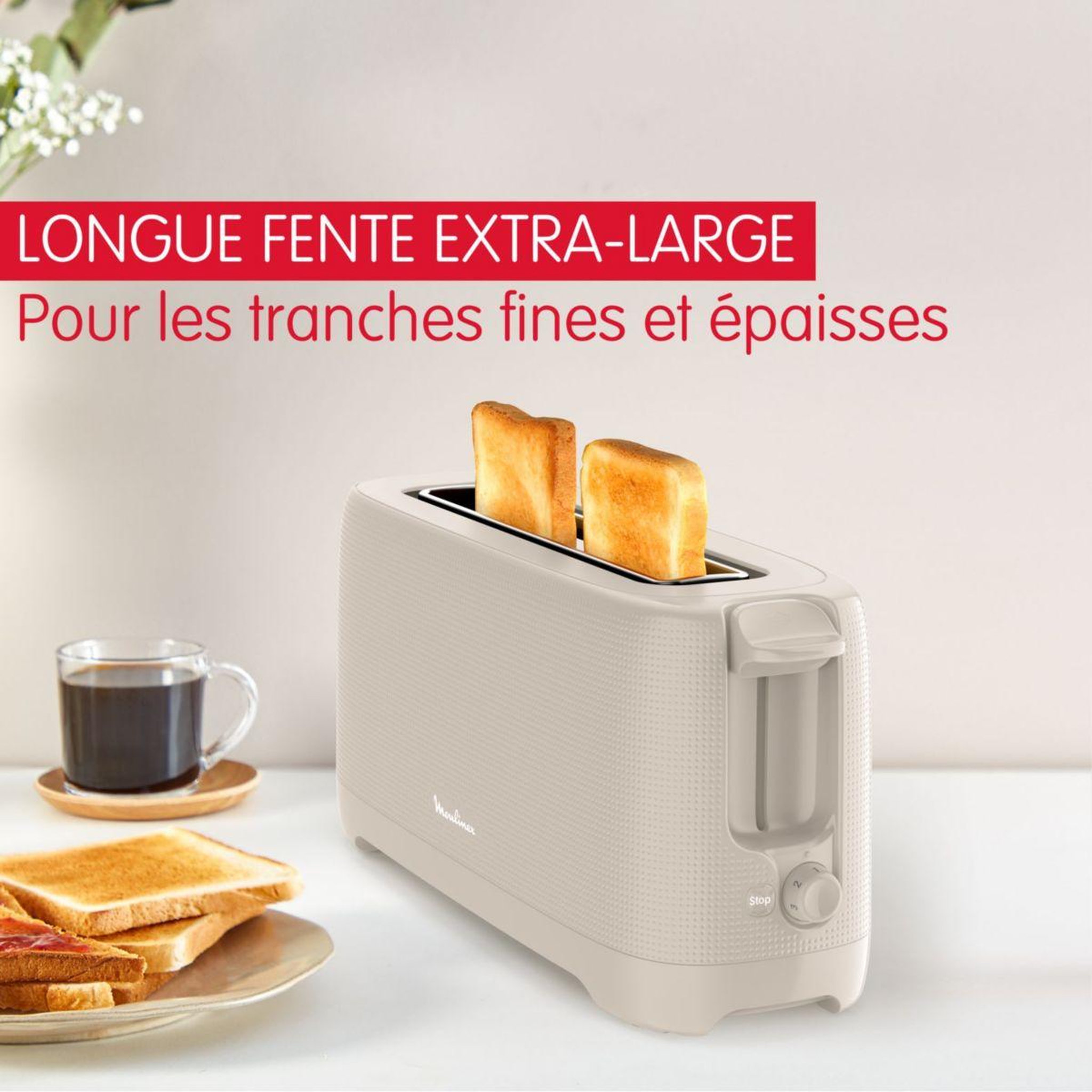 Voir la diapositive 4 : MOULINEX Grille-pain ls2m0b10 morning gris 1 longue fente