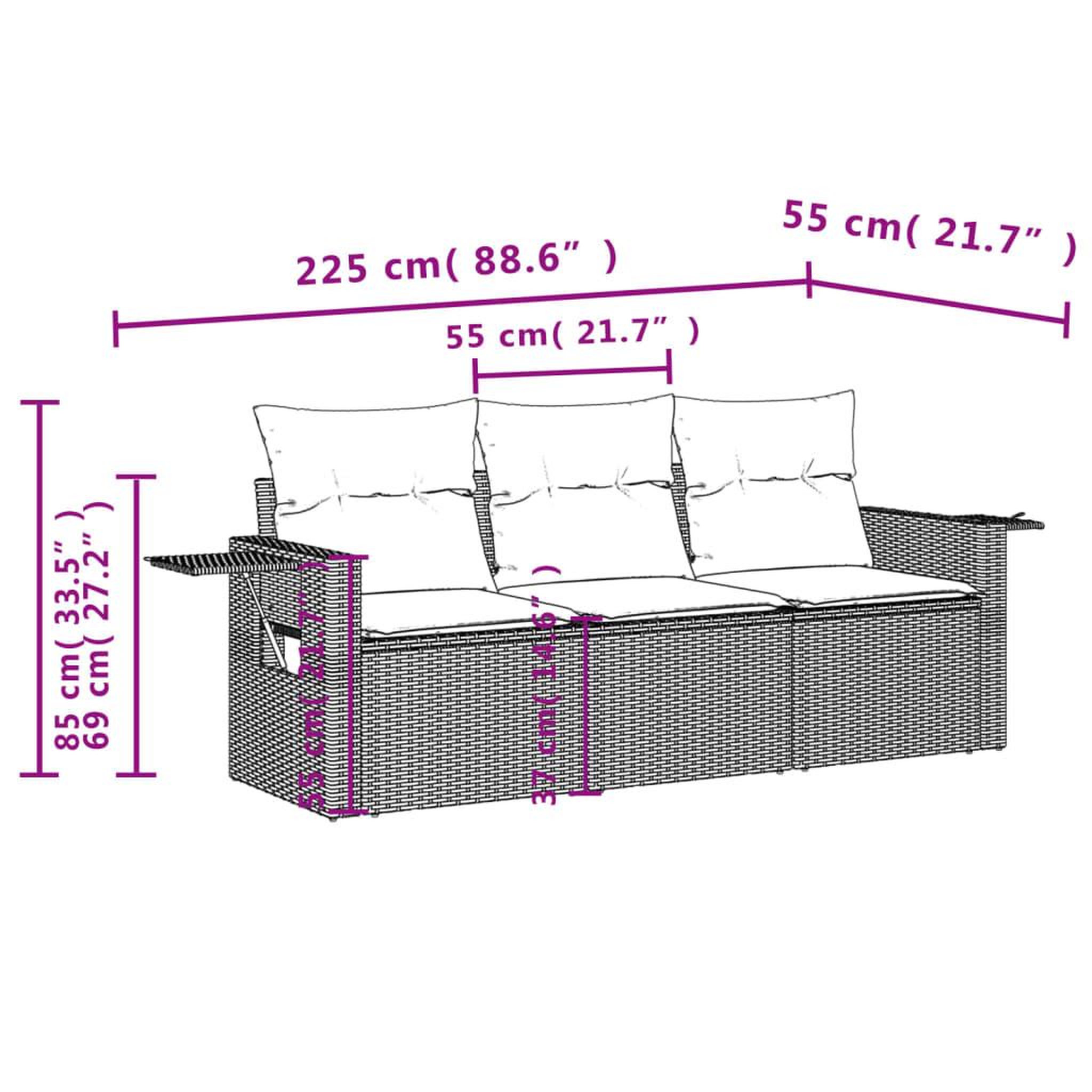 Voir la diapositive 4 : VIDAXL Salon de jardin avec coussins 3 pcs gris resine tressee