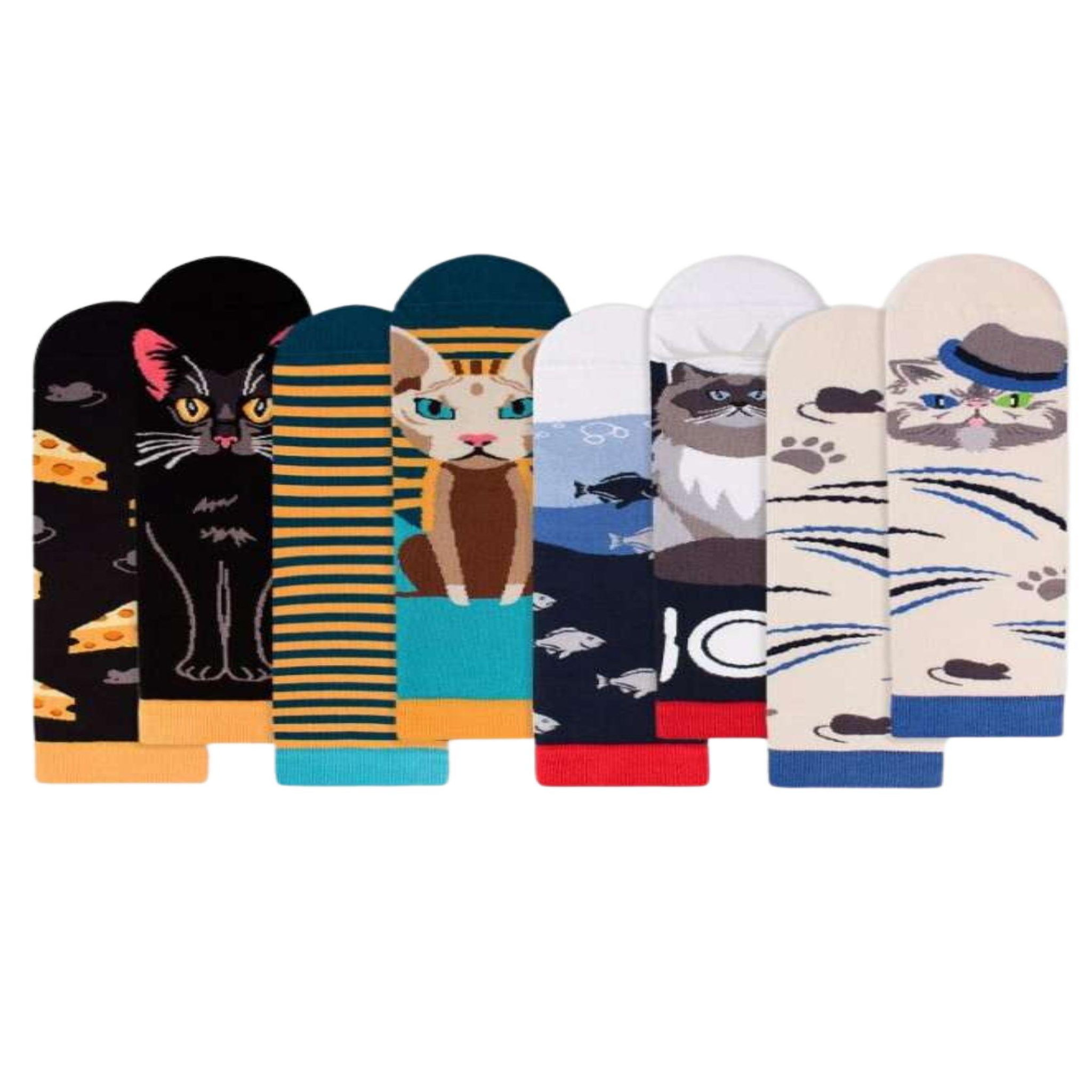 PIRIN HILL Coffret de 4 paires de chaussettes arty chats. Coloris disponibles : Multicolore