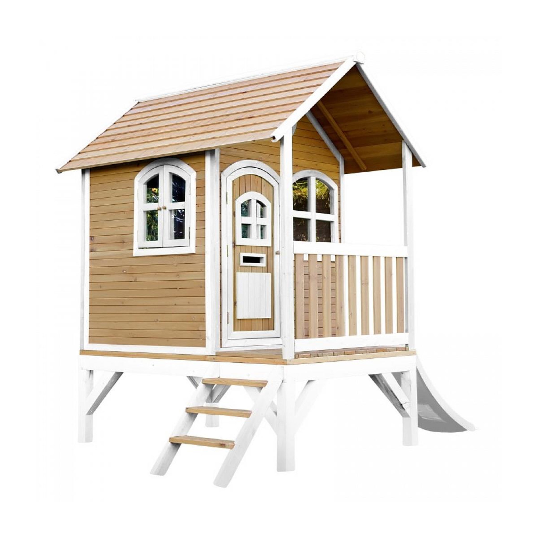 Voir la diapositive 2 : Axi House AXI Cabane enfant TOM Brun Blanc avec toboggan Blanc