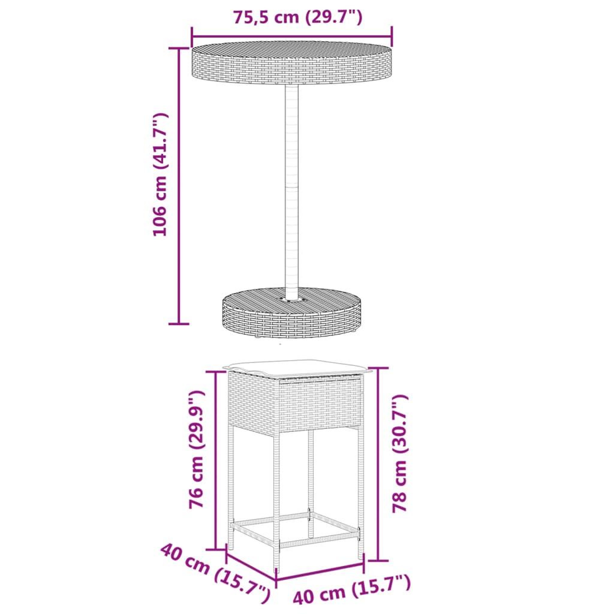 Voir la diapositive 6 : VIDAXL Ensemble de bar de jardin 5 pcs avec coussins gris poly rotin