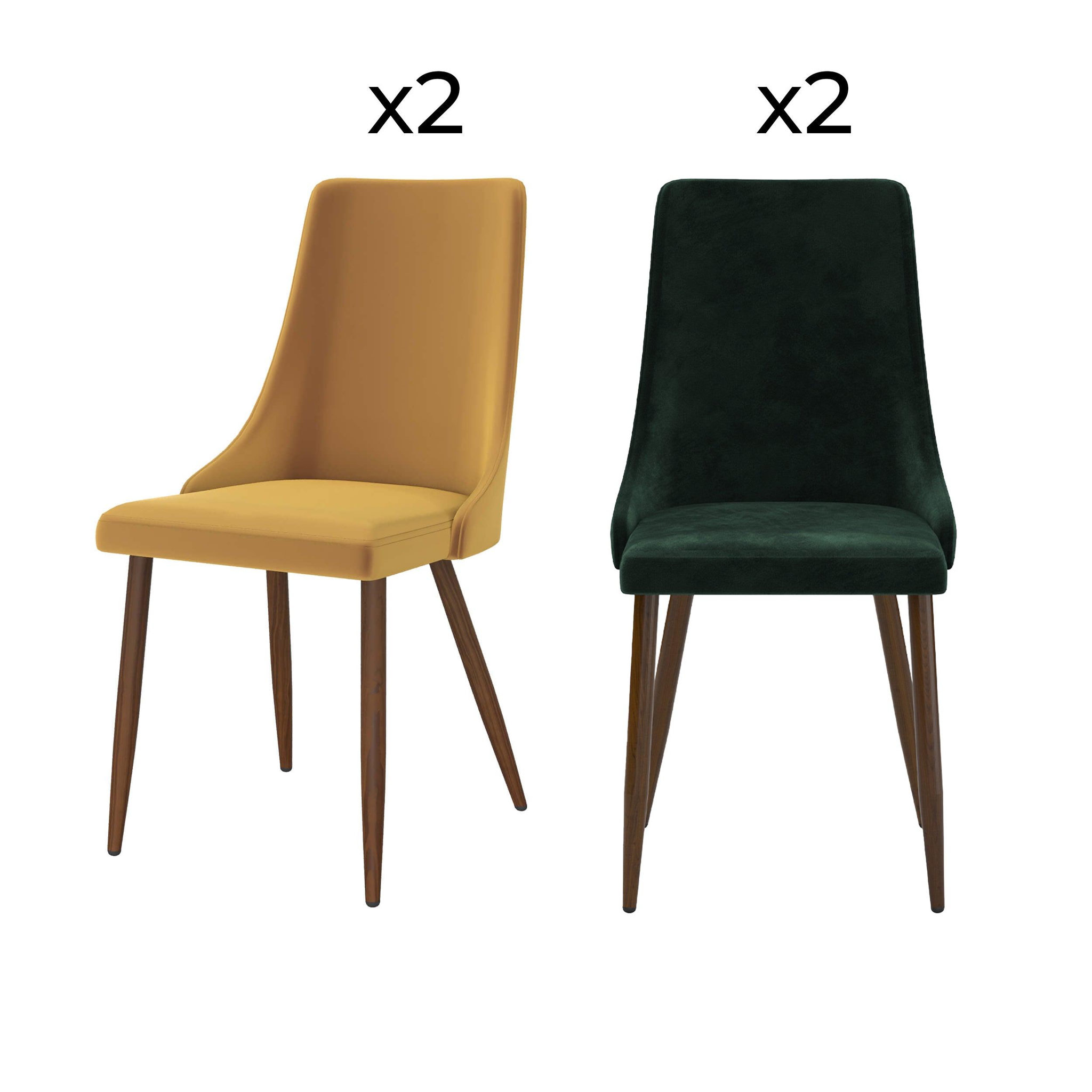 MAISON PAVANE Pack 4 chaises en velours jaune et vert-vinni