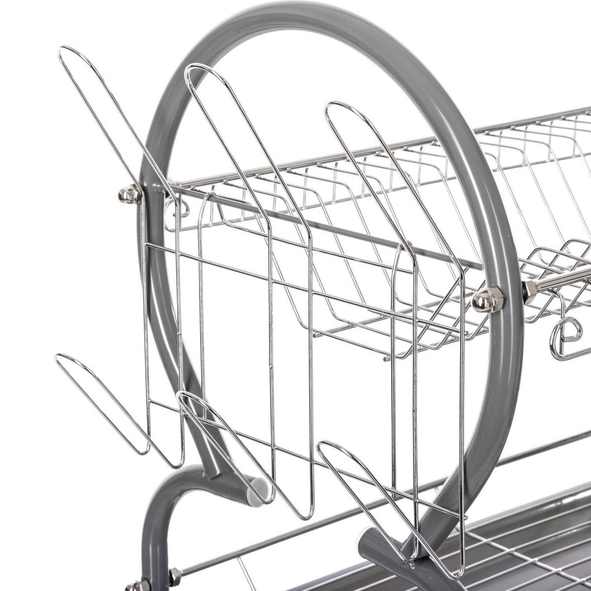 FIVE Egouttoir 2 niveaux en métal et polypropylène arrondi - Gris