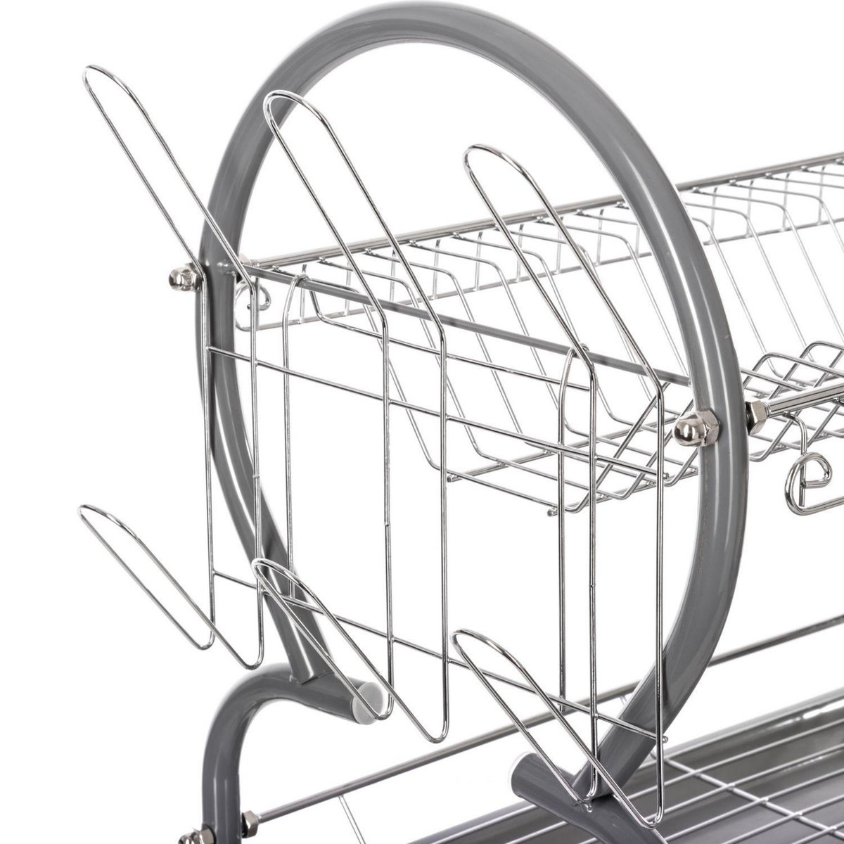 FIVE Egouttoir 2 niveaux en métal et polypropylène arrondi - Gris