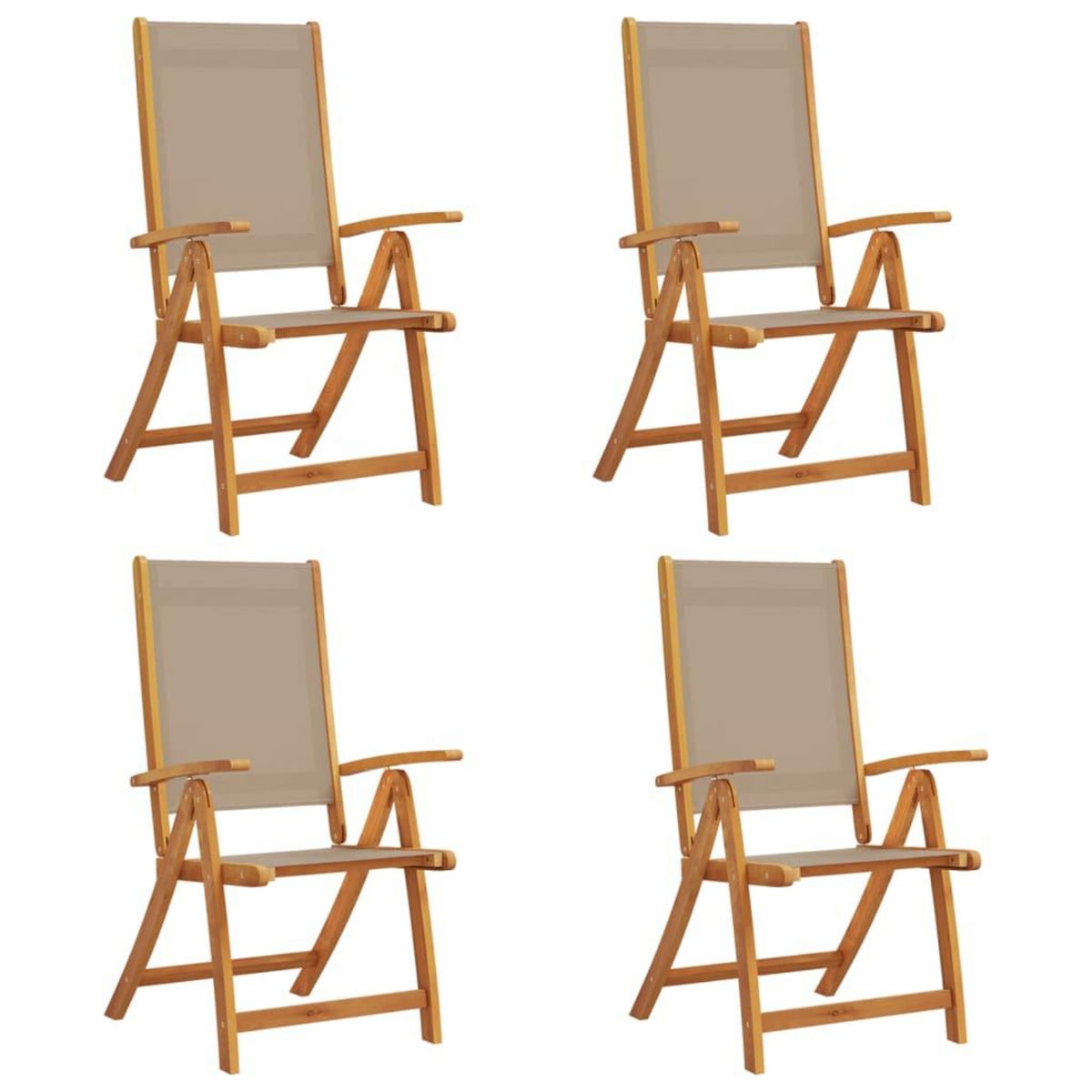 VIDAXL Chaises pliables de jardin lot de 4 bois d'acacia et textilene
