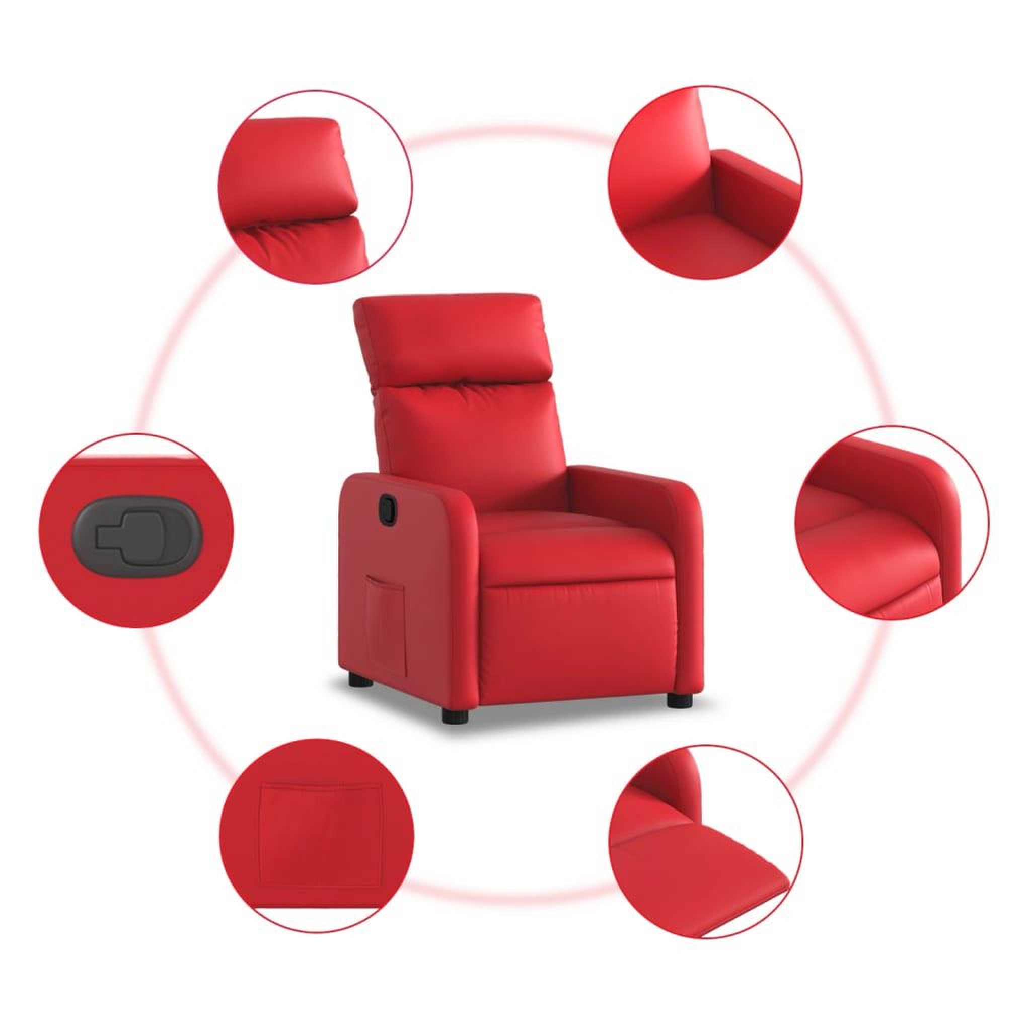 Voir la diapositive 5 : VIDAXL Fauteuil inclinable Rouge Similicuir