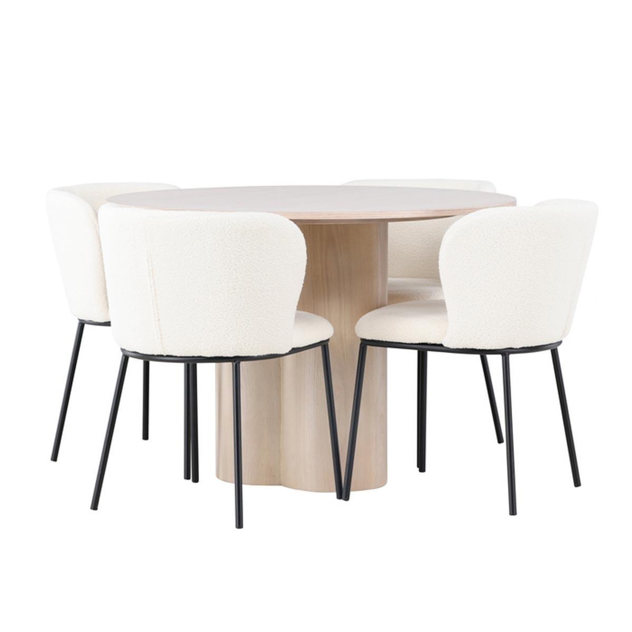 Paris Prix Ensemble table à manger & 4 chaises  edina & olivia  110cm naturel & blanc