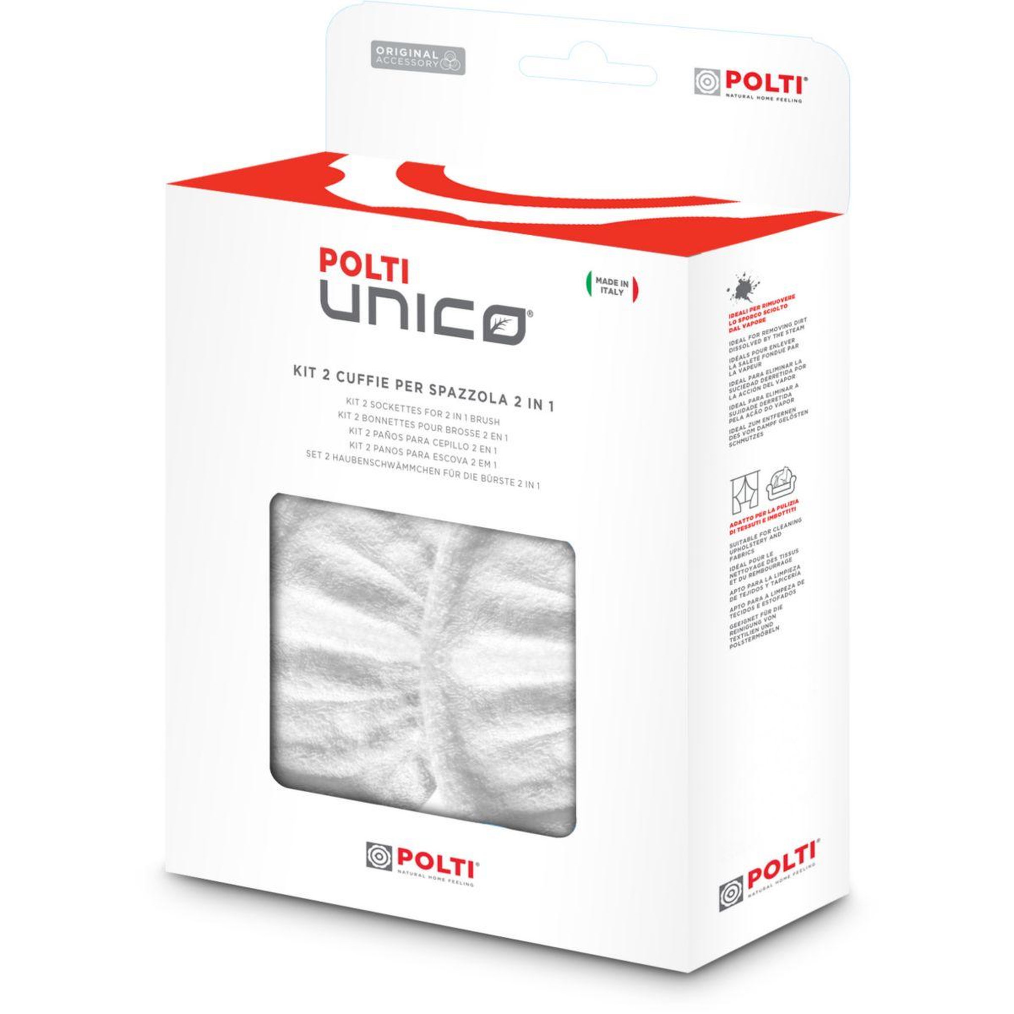 Voir la diapositive 3 : POLTI Lingettes et serpillères 2 bonnettes mini brosse paeu0289 aspirateur unico