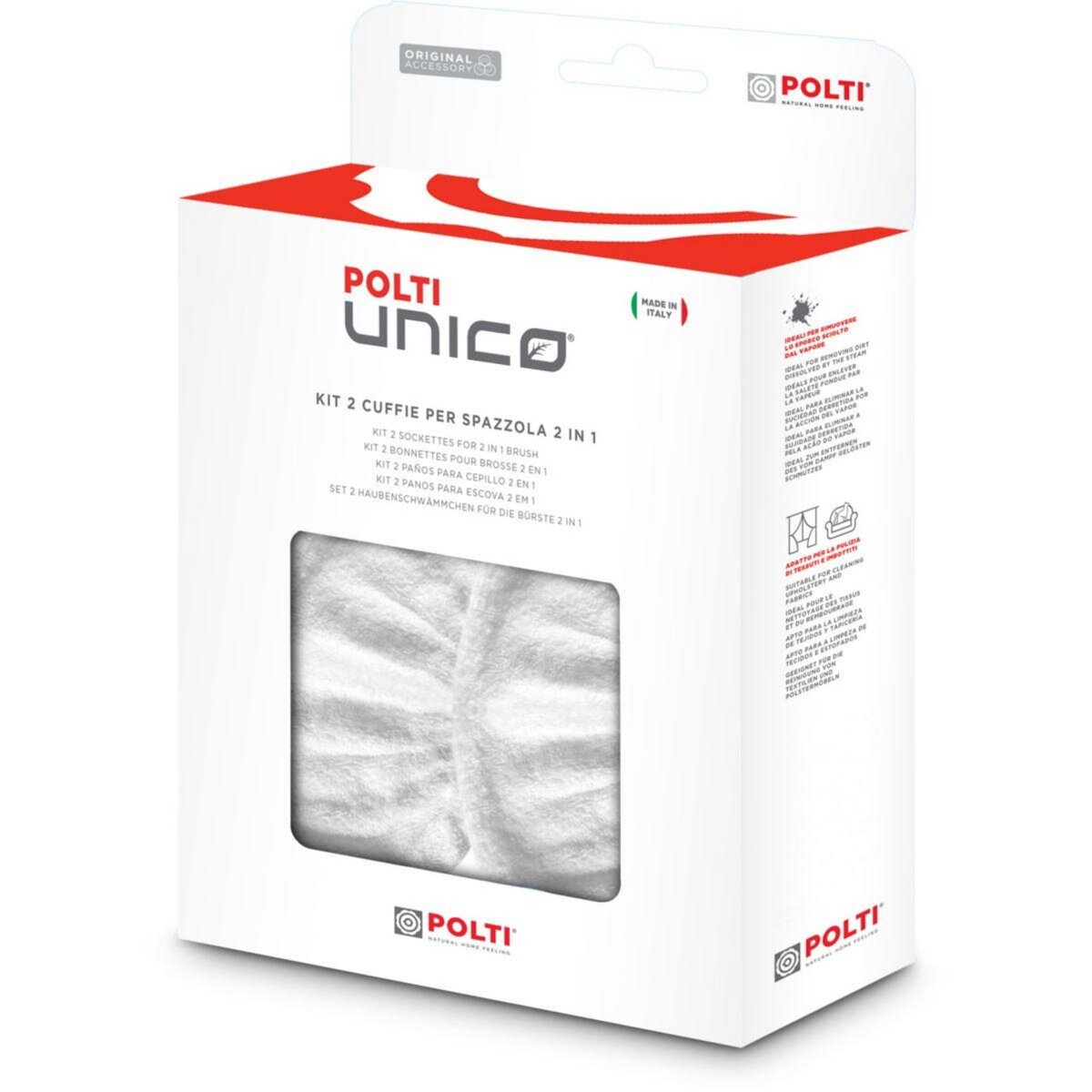 POLTI Lingettes et serpillères 2 Bonettes/Brosse PAEU0289 - Unico