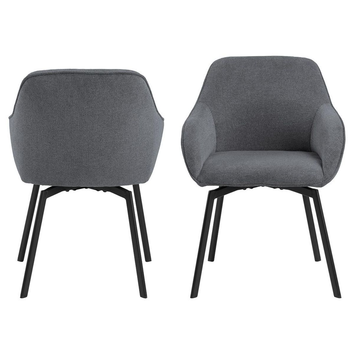 LISA DESIGN Juno - lot de 2 chaises pivotantes - pieds en acier - en tissu