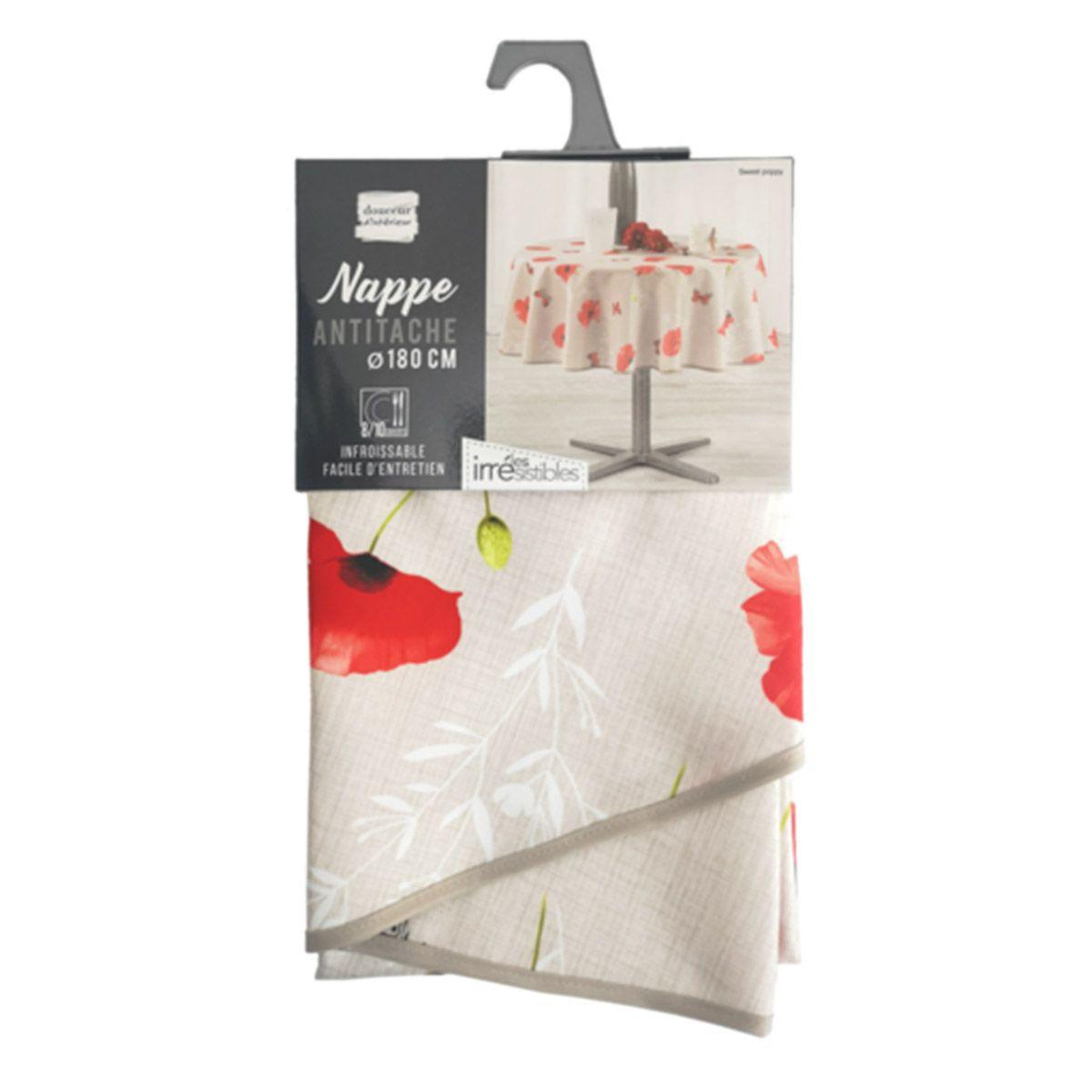 Voir la diapositive 2 : Douceur d'Intérieur Nappe antitache ronde  sweet poppy  180cm rouge