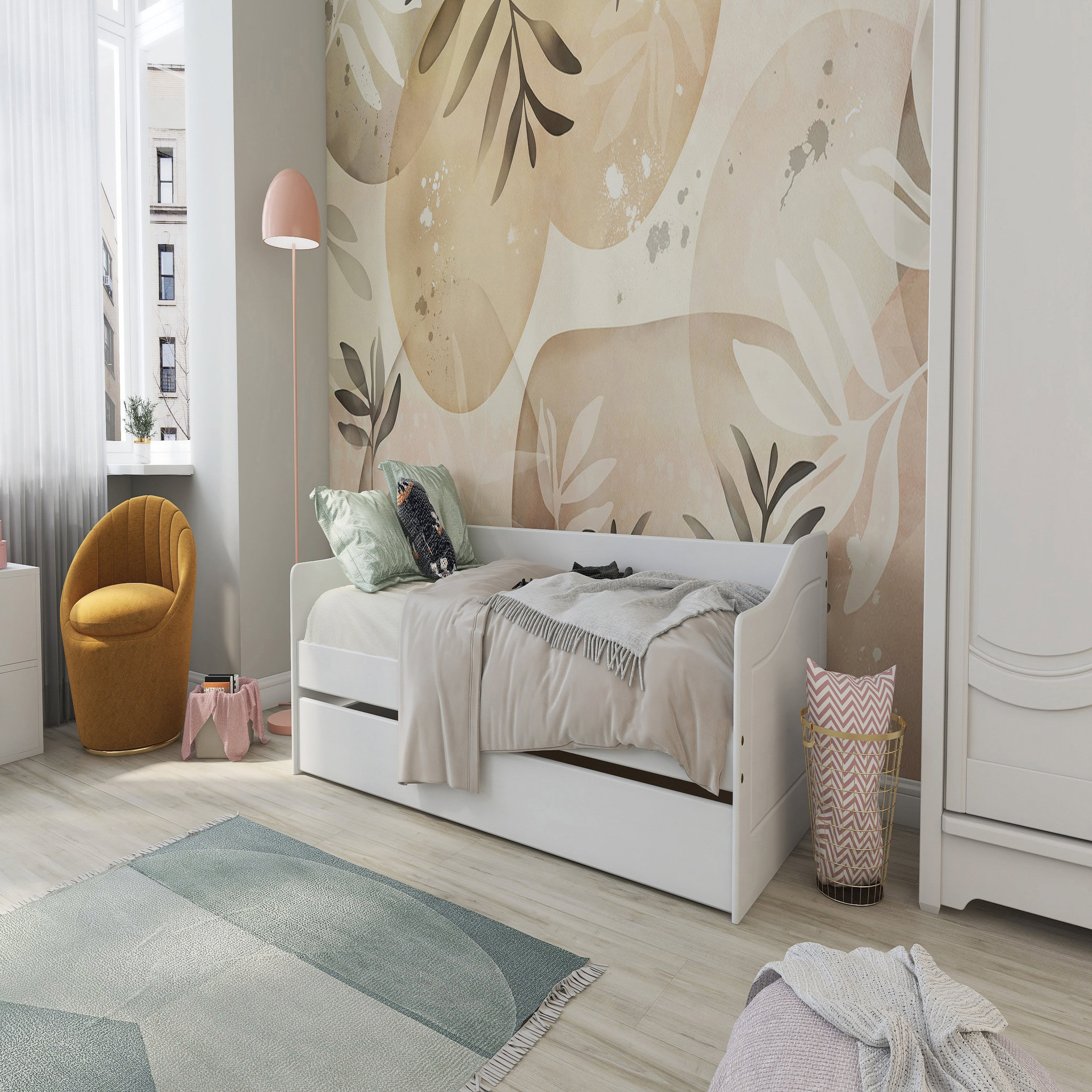 Voir la diapositive 2 : Lit banquette gigogne 90x190 cm ANDREA