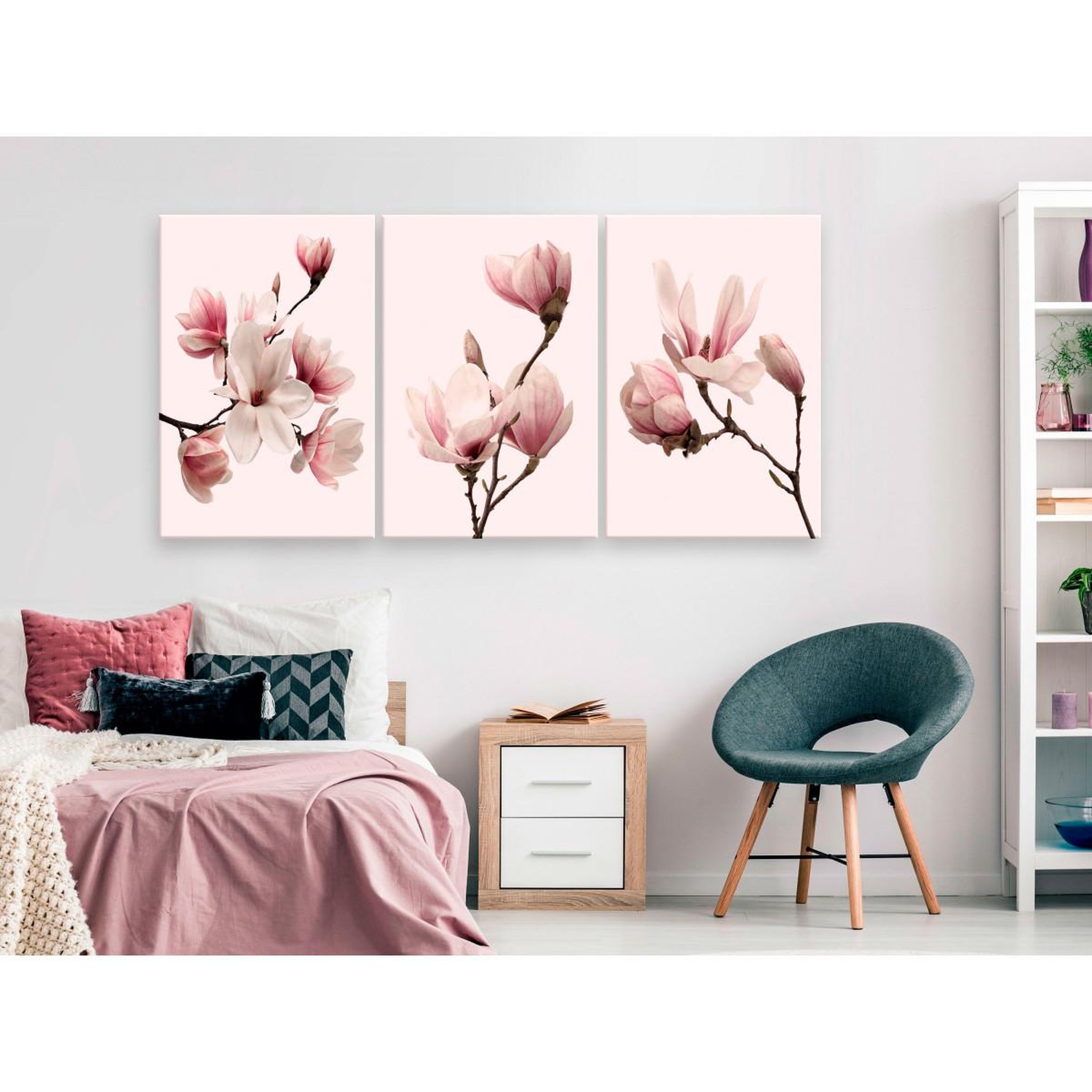 Voir la diapositive 2 : Paris Prix Tableau imprimé  spring magnolias 3 panneaux  60x120cm