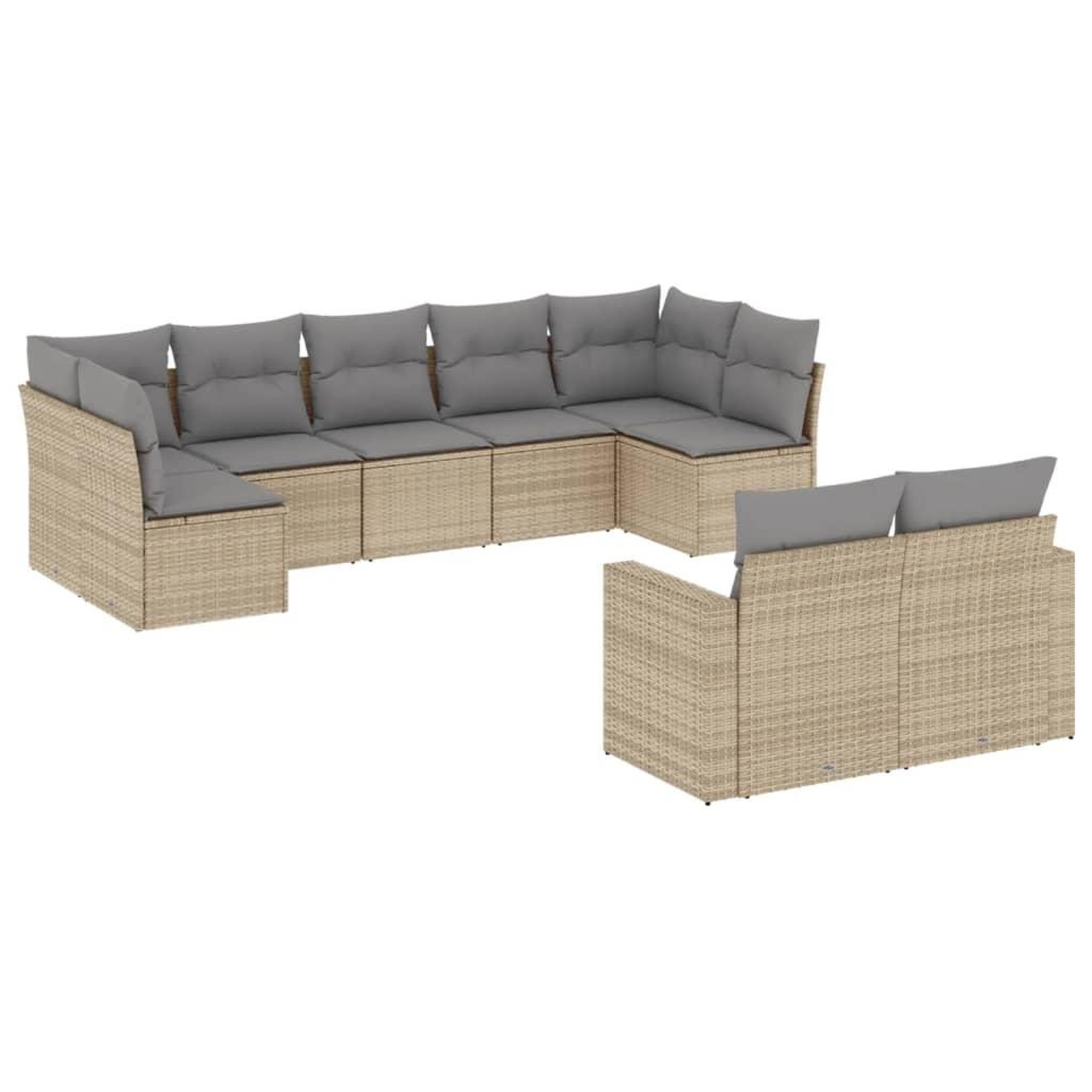 Voir la diapositive 2 : VIDAXL Salon de jardin avec coussins 9 pcs beige resine tressee