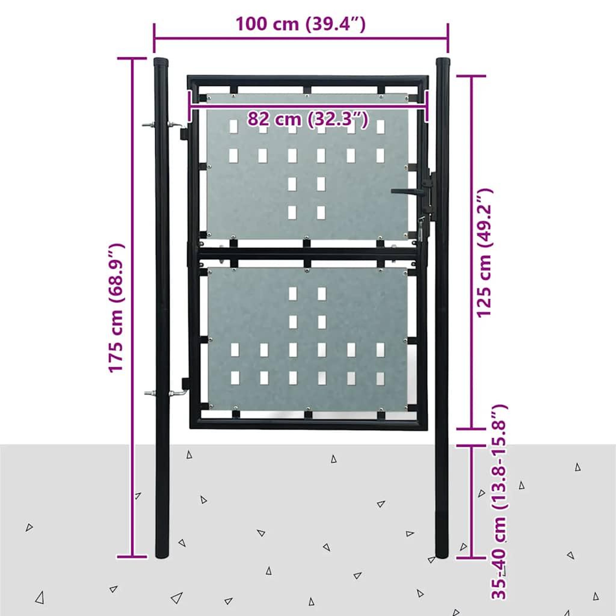Voir la diapositive 5 : VIDAXL Portail de cloture noir a une porte 100x125 cm