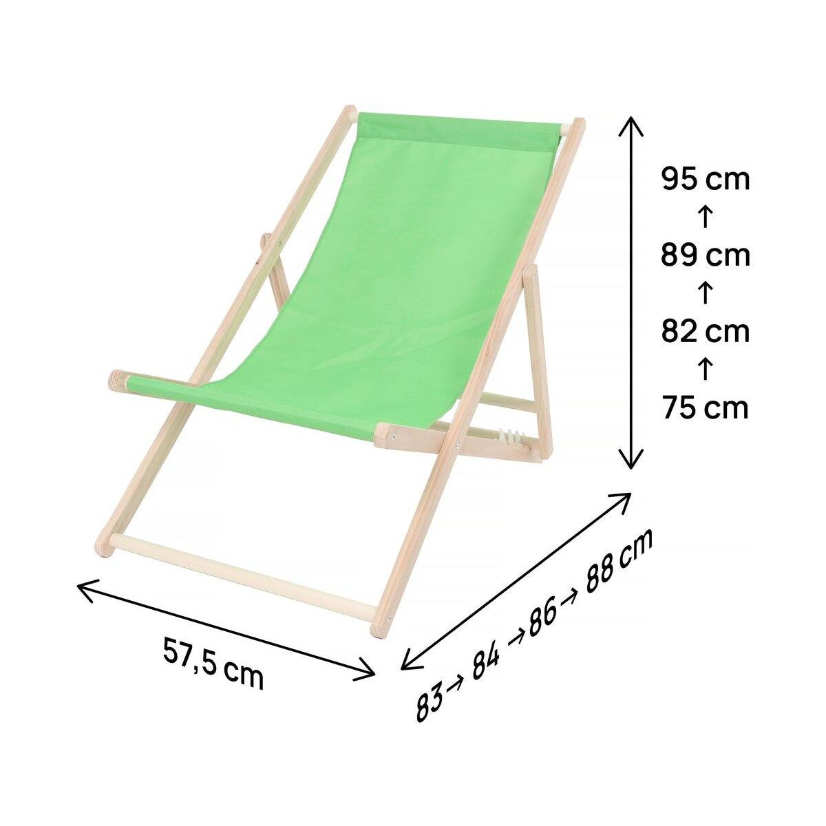 Habitat et Jardin Lot de 2 transats en bois  Chilienne  - 107 x 56.5 x 81 cm - Vert