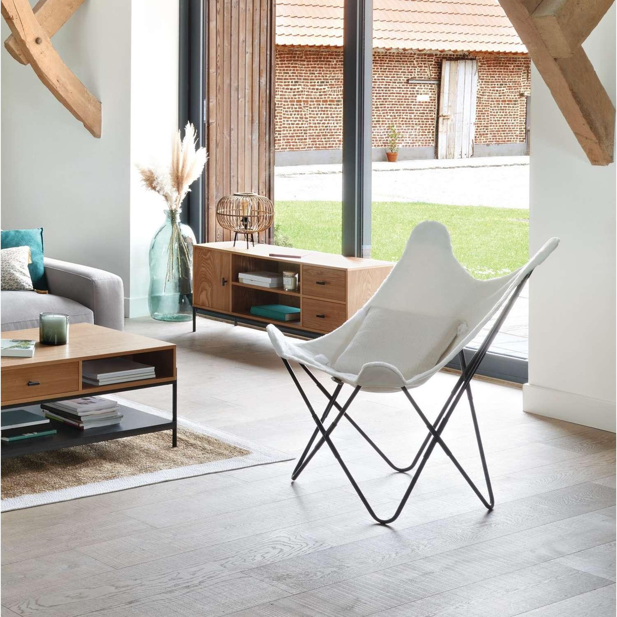 Voir la diapositive 2 : ATMOSPHERA Fauteuil papillon imitation fourrure OSLO - Blanc