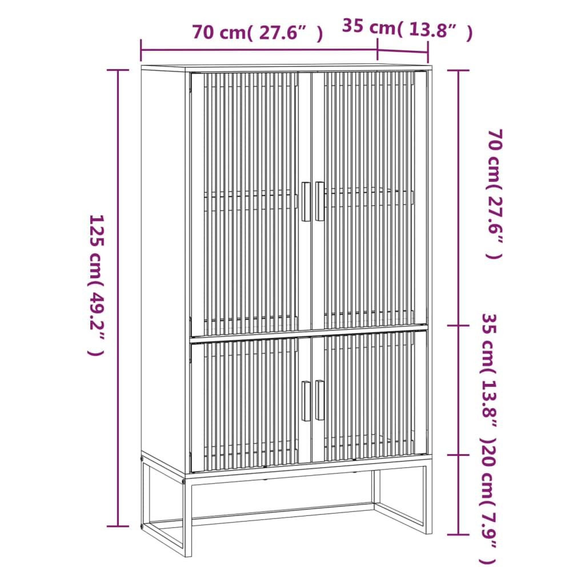 Voir la diapositive 6 : VIDAXL Buffet haut noir 70x35x125 cm bois d'ingenierie