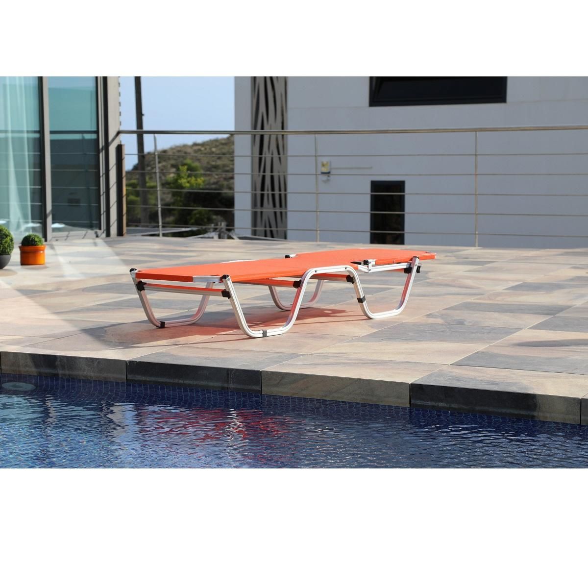 Bain de soleil multipositions aluminium mandarine JASMIN