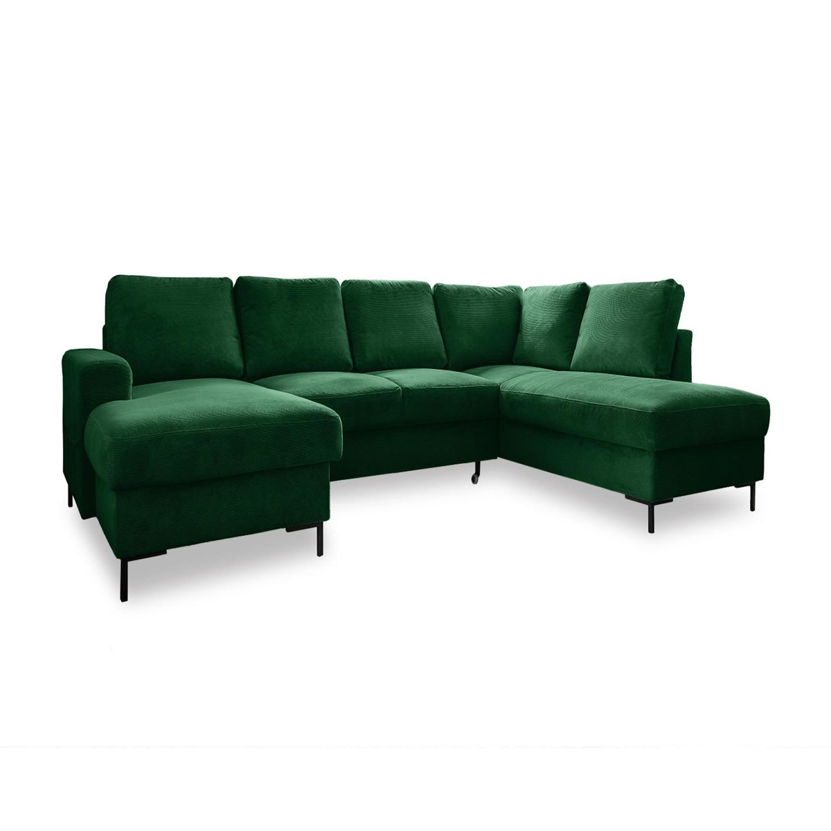 BEST MOBILIER Lilly - canapé panoramique d'angle droit - 7 places - convertible avec coffre - en velours côtelé