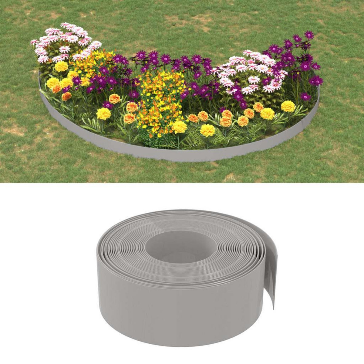 VIDAXL Bordures de jardin 2 pcs gris 10 m 20 cm polyethylene
