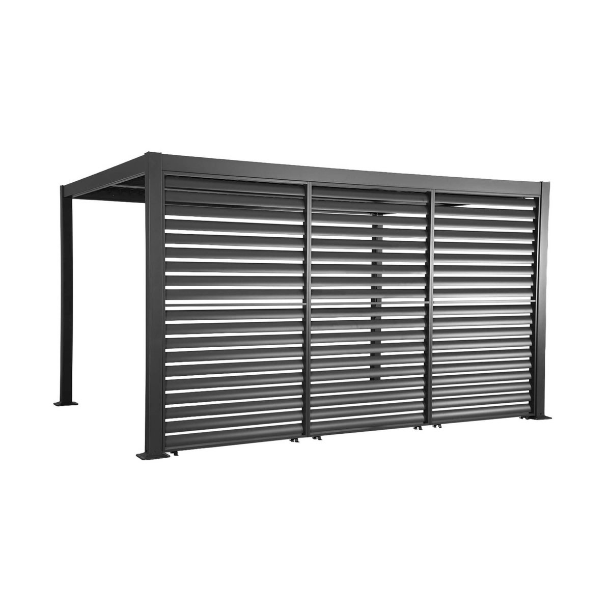 SWEEEK Pergola bioclimatique aluminium et acier 4x3m + 3 persiennes 130cm anthracite Palace