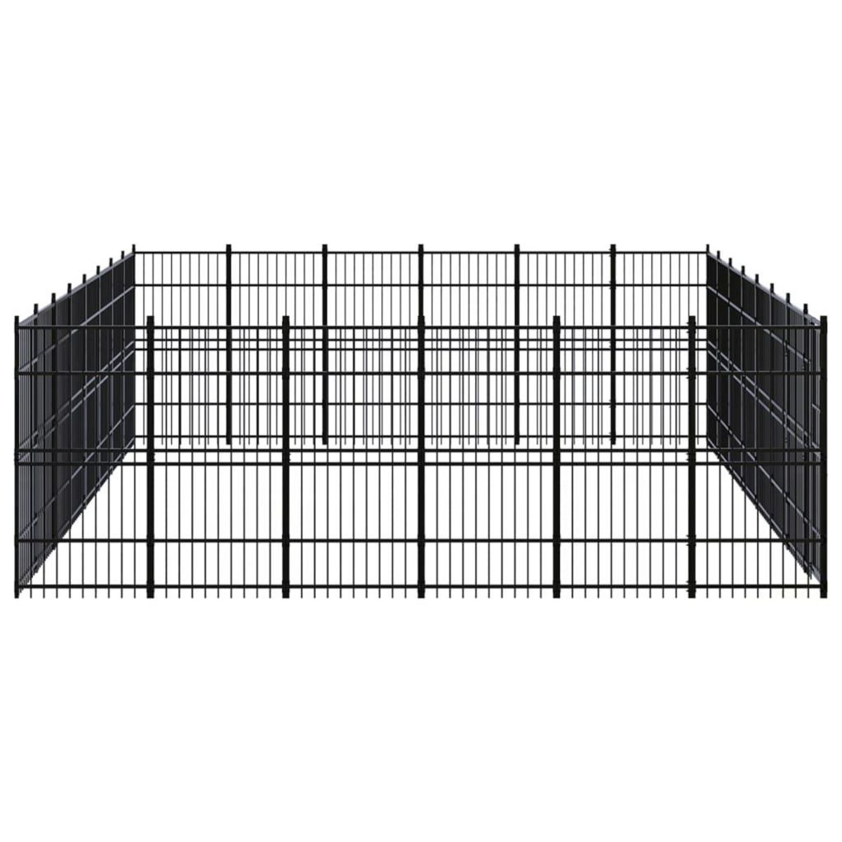 VIDAXL Chenil d'exterieur pour chiens Acier 44,24 m²