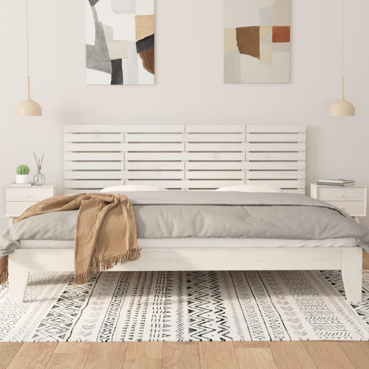 VIDAXL Tete de lit murale Blanc 166x3x63 cm Bois massif de pin