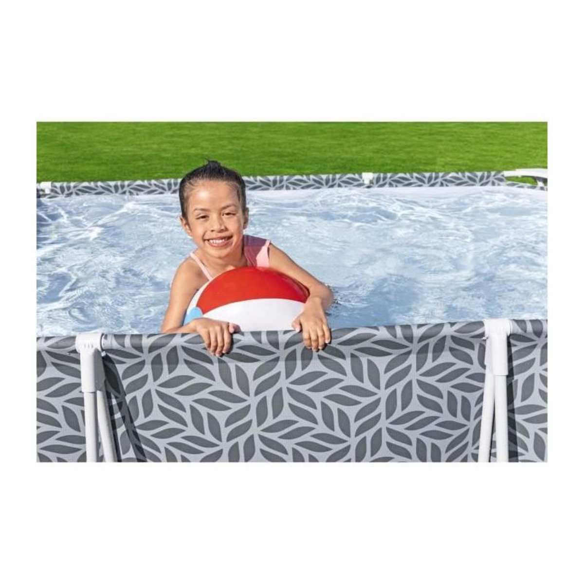 BESTWAY Piscine hors sol tubulaire BESTWAY - Steel Pro™ - 366 x 201 x 66 cm - Rectangulaire - décor graphique
