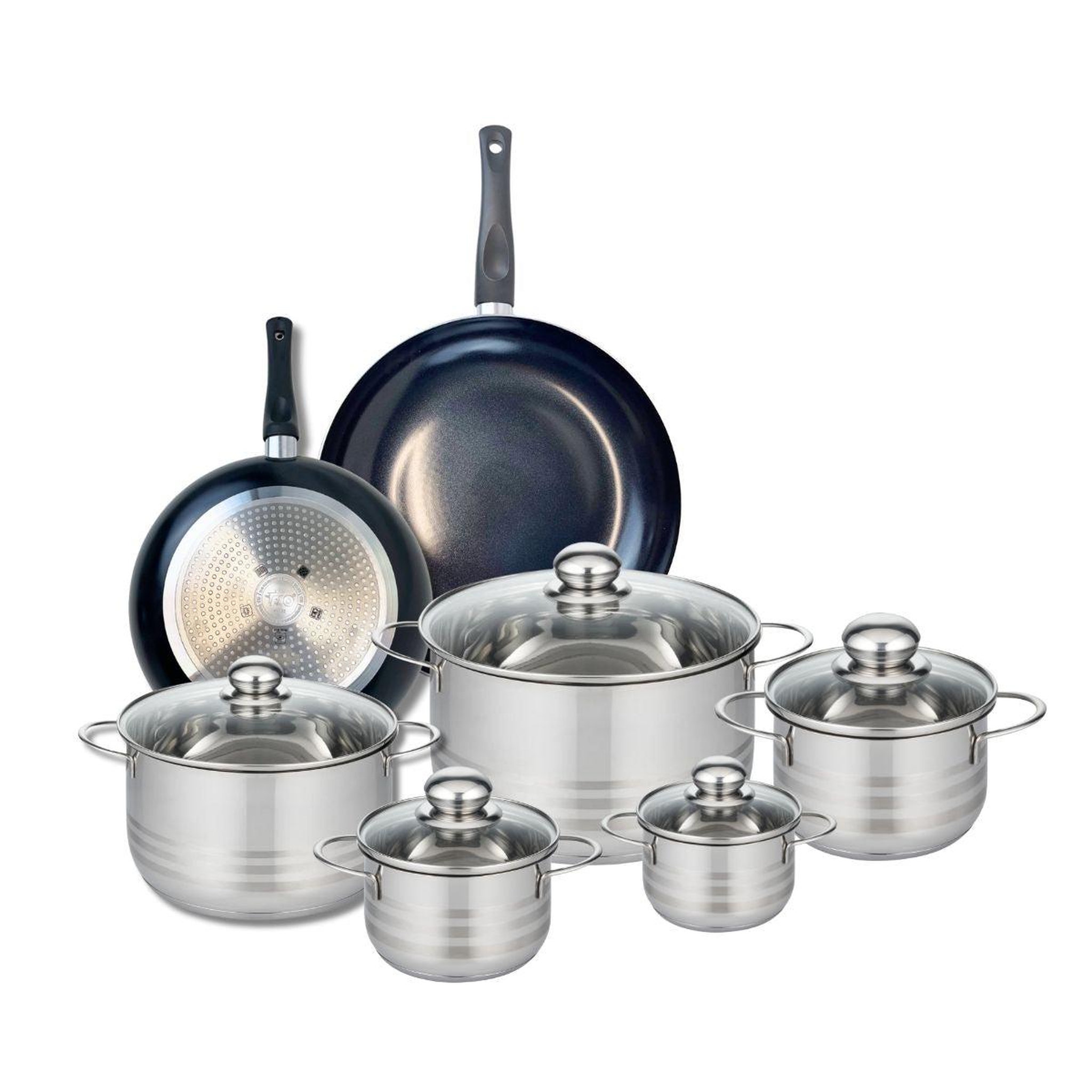 ELO Ensemble de 2 poêles de cuisson 24 et 28 cm et 5 faitouts 12, 14, 16, 20 et 24 cm elo prima brillant