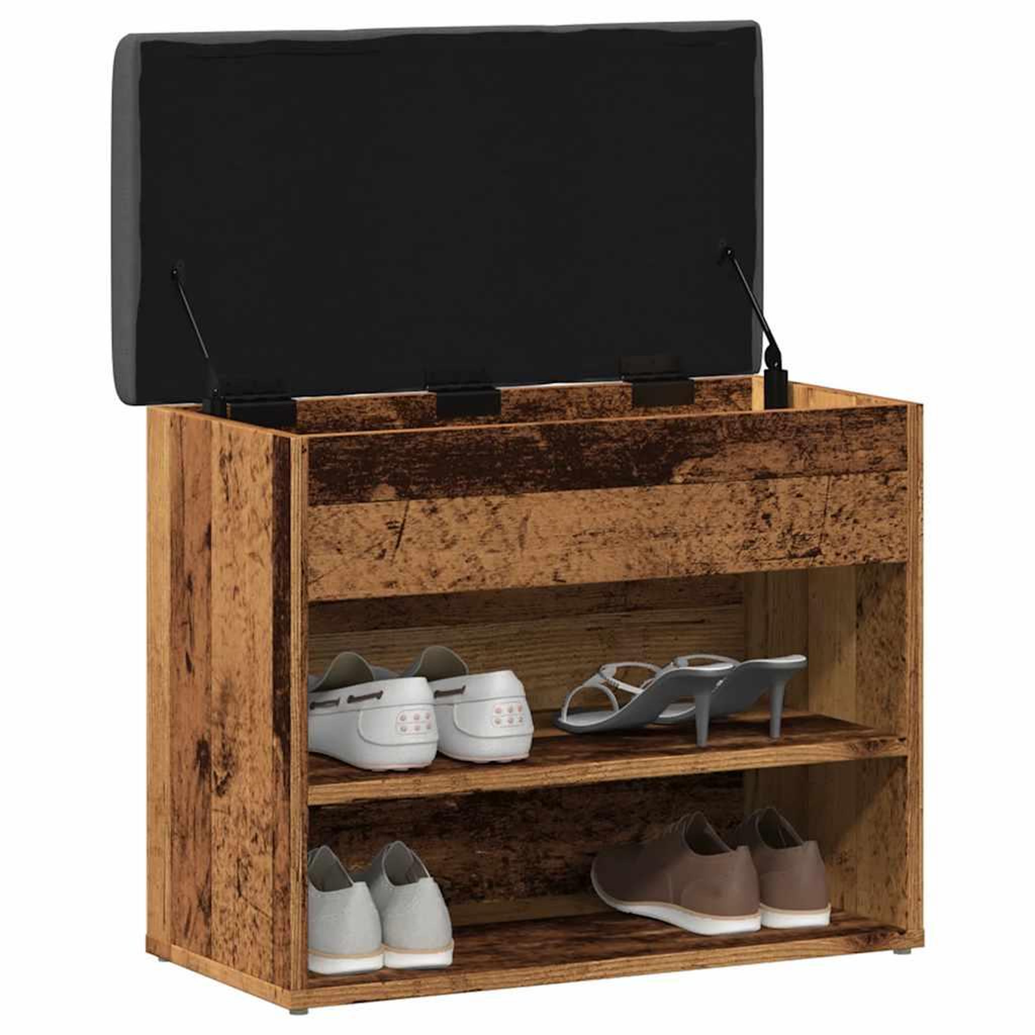 Voir la diapositive 3 : VIDAXL Banc a chaussures vieux bois 62x32x50 cm bois d'ingenierie