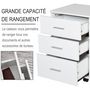 Voir la diapositive 4 : HOMCOM HOMCOM Caisson de Bureau Rangement Bureau sur Roulettes 3 Tiroirs Verrouillables 40 x 41,5 x 61,5 cm Blanc