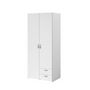 Voir la diapositive 3 : PARISOT Armoire VARIA - Décor blanc - 2 portes battantes + 2 tiroirs - L 81 cm x H 185 x P 51 cm - PARISOT