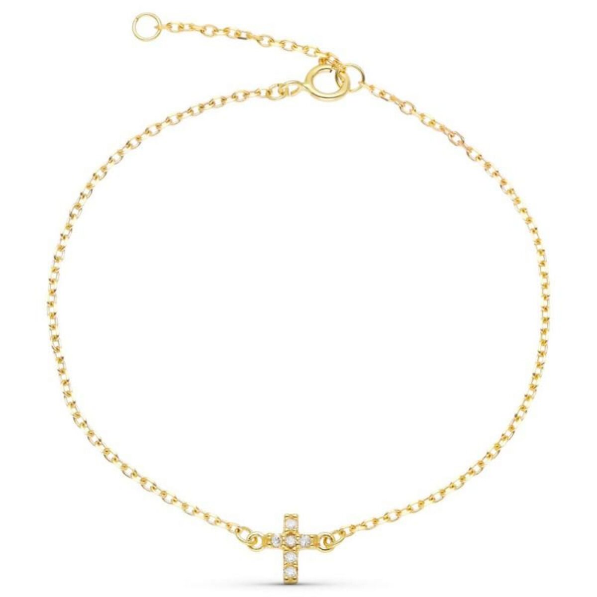 L'ATELIER D'AZUR Bracelet Or Jaune et Diamants - Motif Croix - Femme