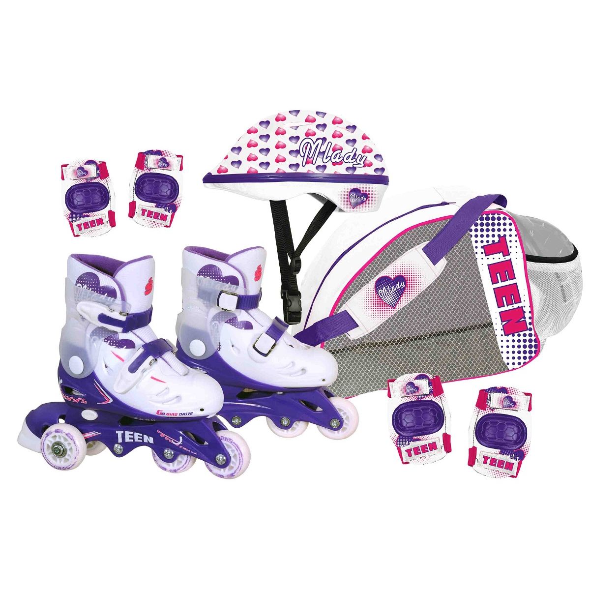 CDTS Rollers en ligne réglables évolutifs T 29 à 33 Rose