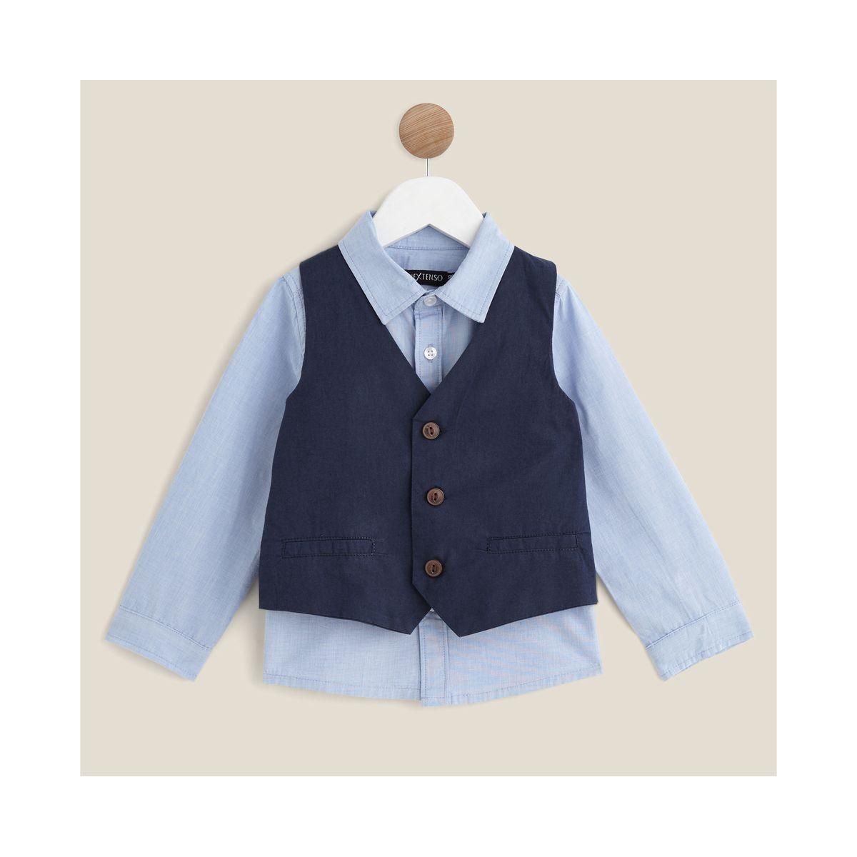 IN EXTENSO Ensemble chemise + gilet bébé garçon