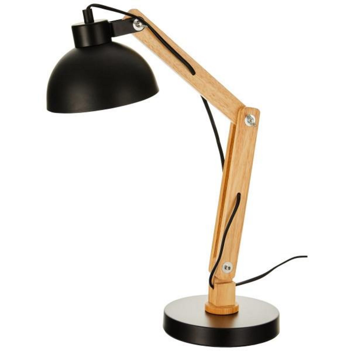 MARKET24 Flexo/Lampe de bureau EDM 32116 Noir Bois Métal 60 W E27 Ø 16 x 52 cm Ø 16 x 53 cm