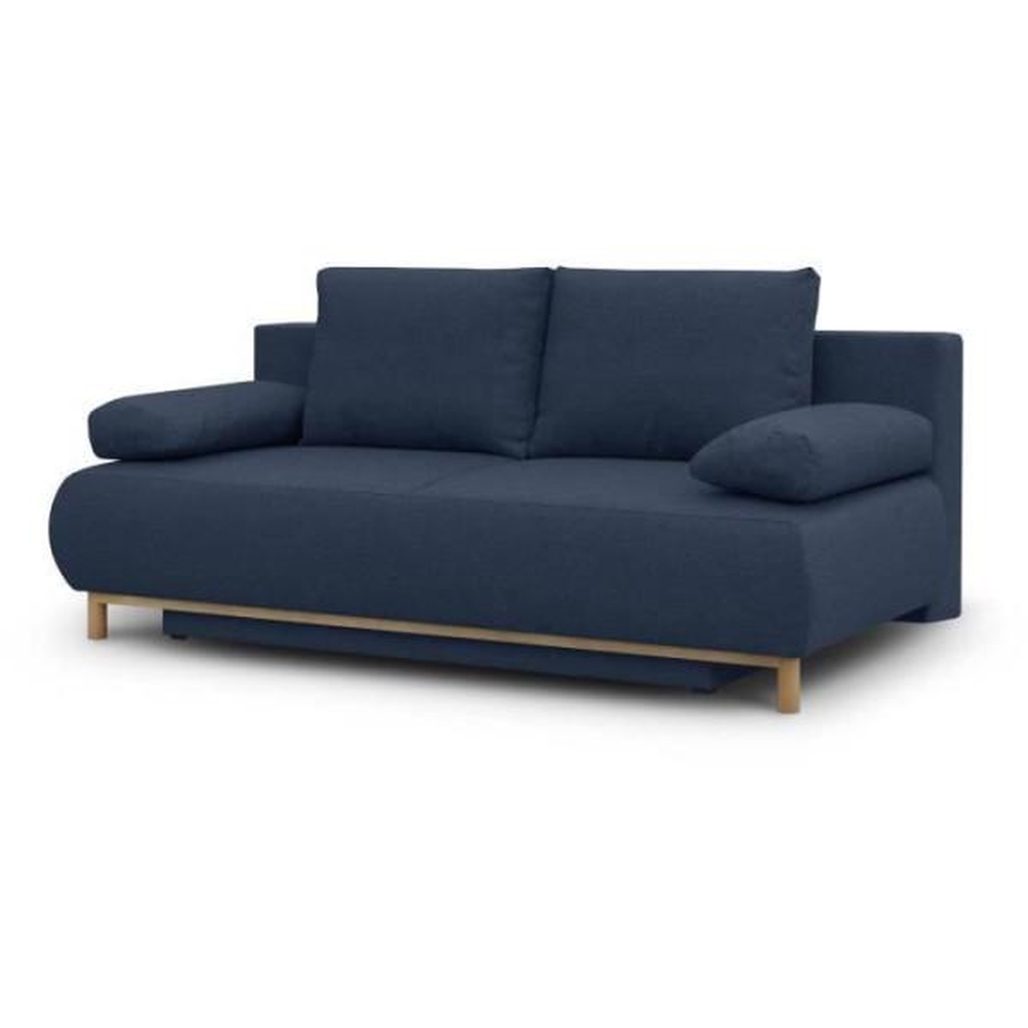 Voir la diapositive 3 : MARKET24 Banquette convertible 3 places MIKA - Tissu bleu foncé - Coffre de rangement - L 192 x H 84 x P 93 cm