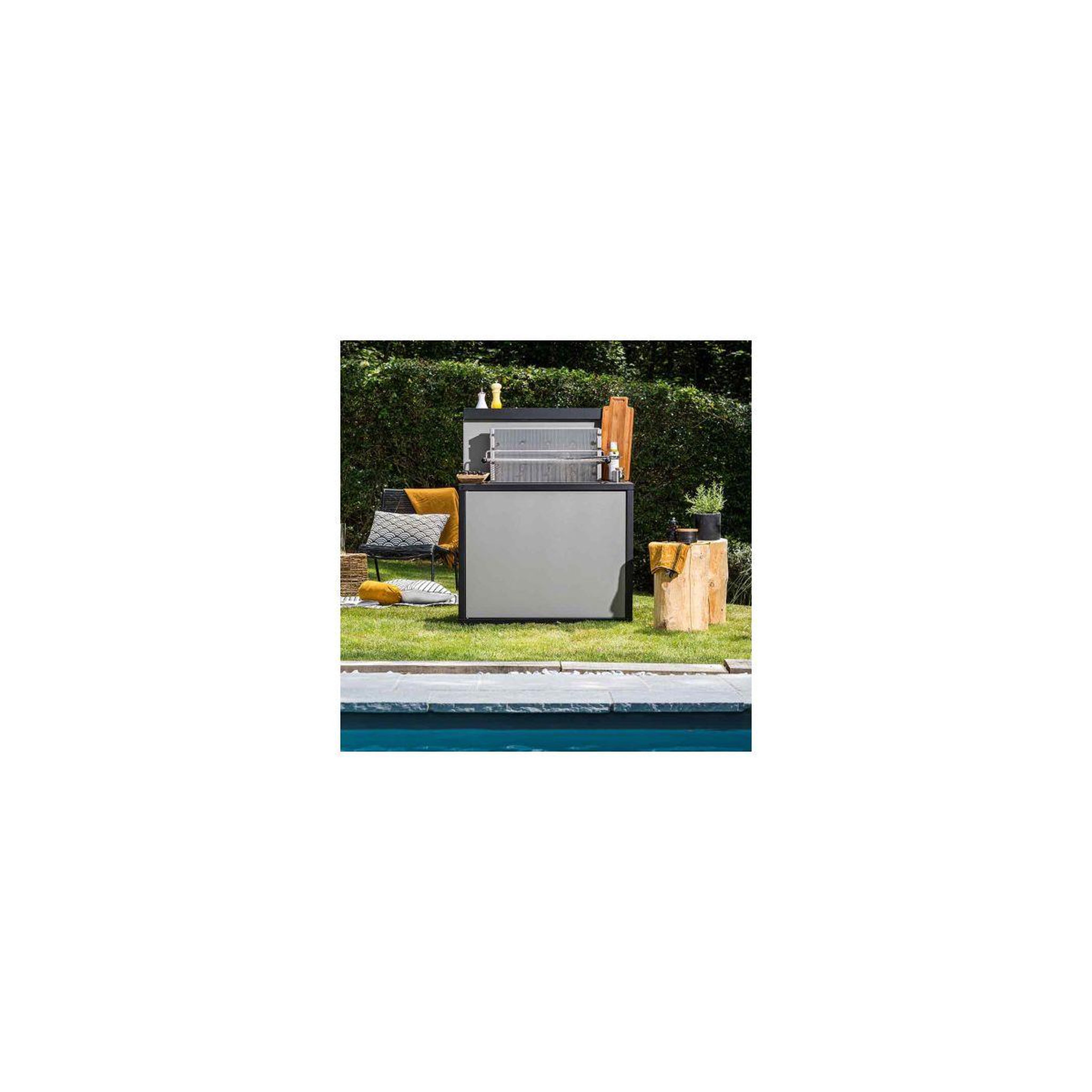 Voir la diapositive 2 : FORGE ADOUR Barbecue charbon 961.66 inox encastrable 57 cm