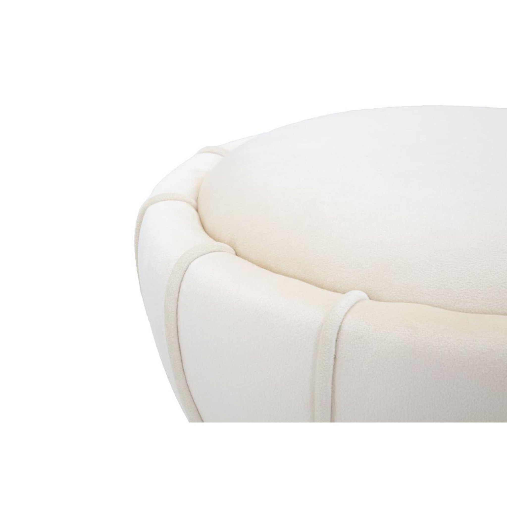 Voir la diapositive 3 : Paris Prix Pouf design en velours  flower  44cm crème & or