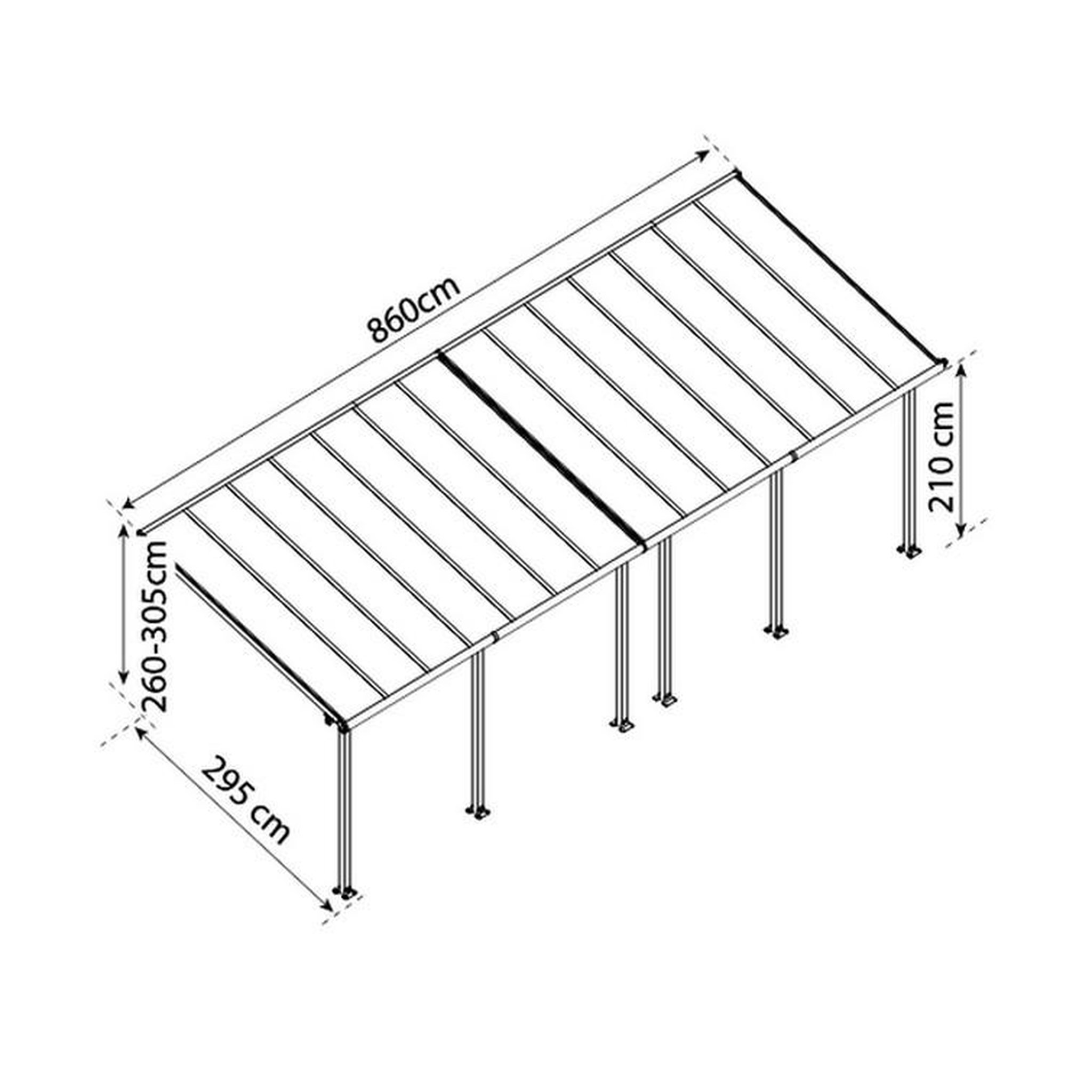 Voir la diapositive 2 : Palram Pergola 24.5m² gris anthracite - 704355