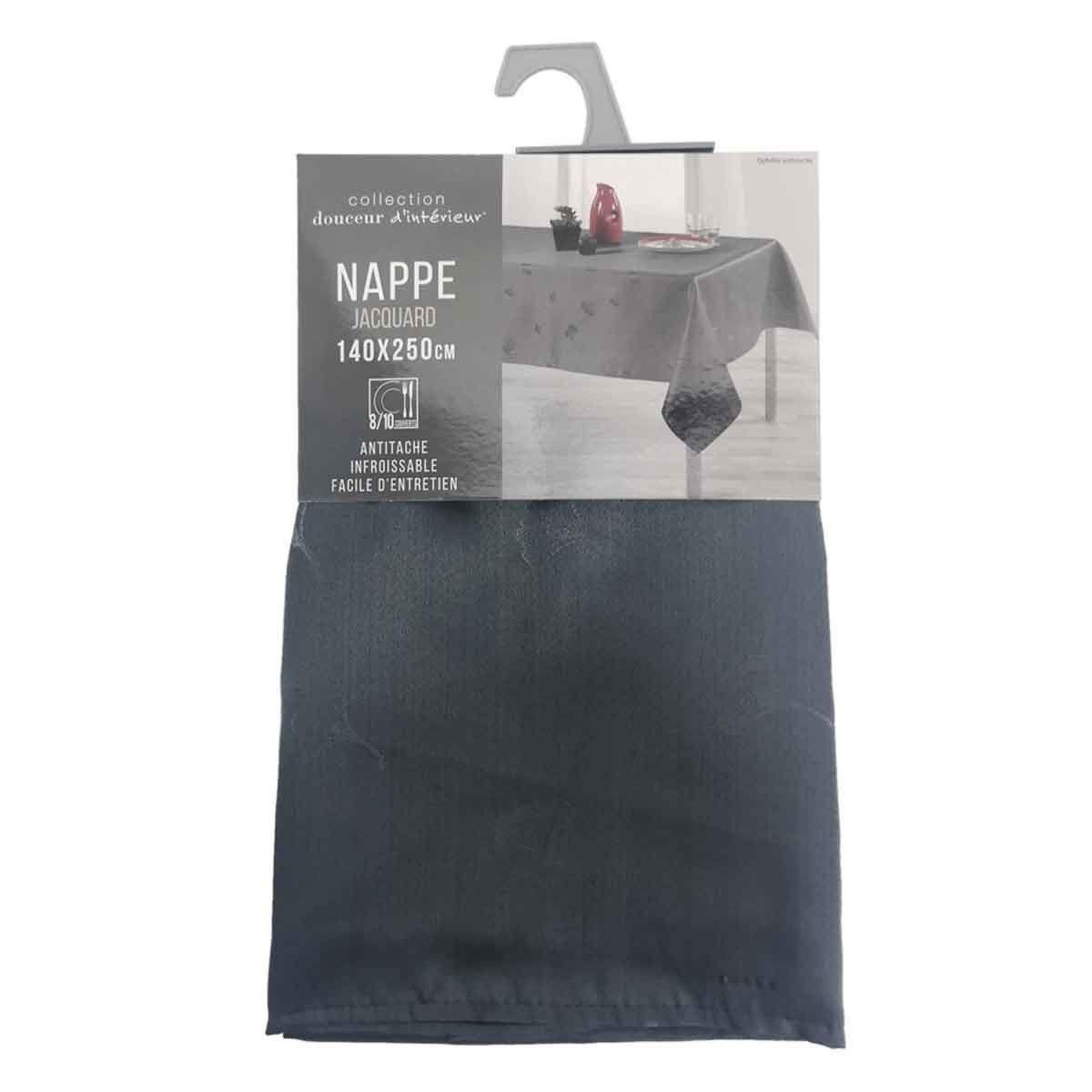 Voir la diapositive 3 : Douceur d'Intérieur Nappe imprimé jacquard  ophélie  140x250cm anthracite