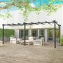 Voir la diapositive 4 : OUTSUNNY Pergola rétractable dim. 5,97L x 3,58l x 2,23H m structure robuste alu toile polyester haute densité 180 g/m² incluse beige clair