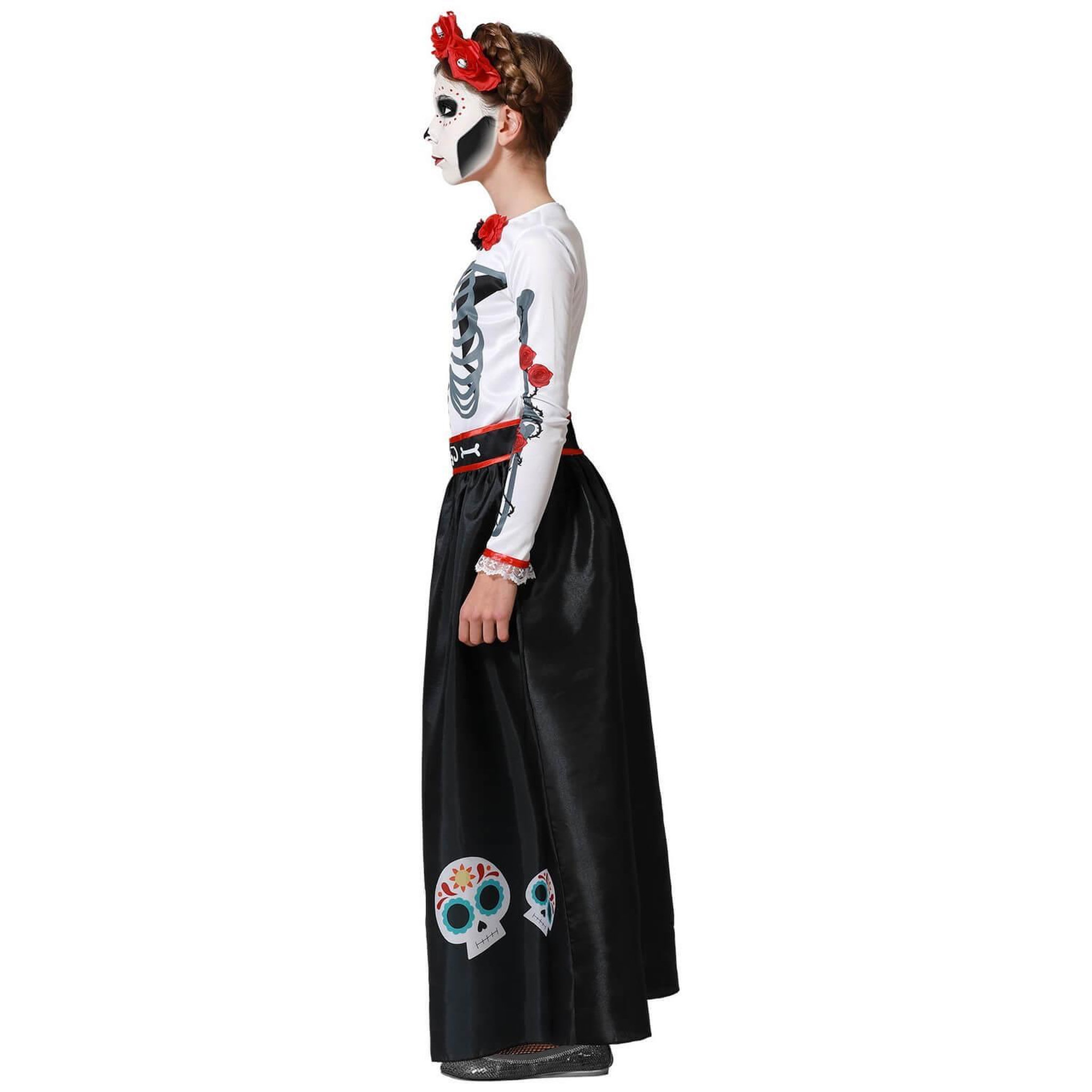 Voir la diapositive 2 : ATOSA Déguisement squelette mexicain - Fille - 3/4 ans (96 à 104 cm)