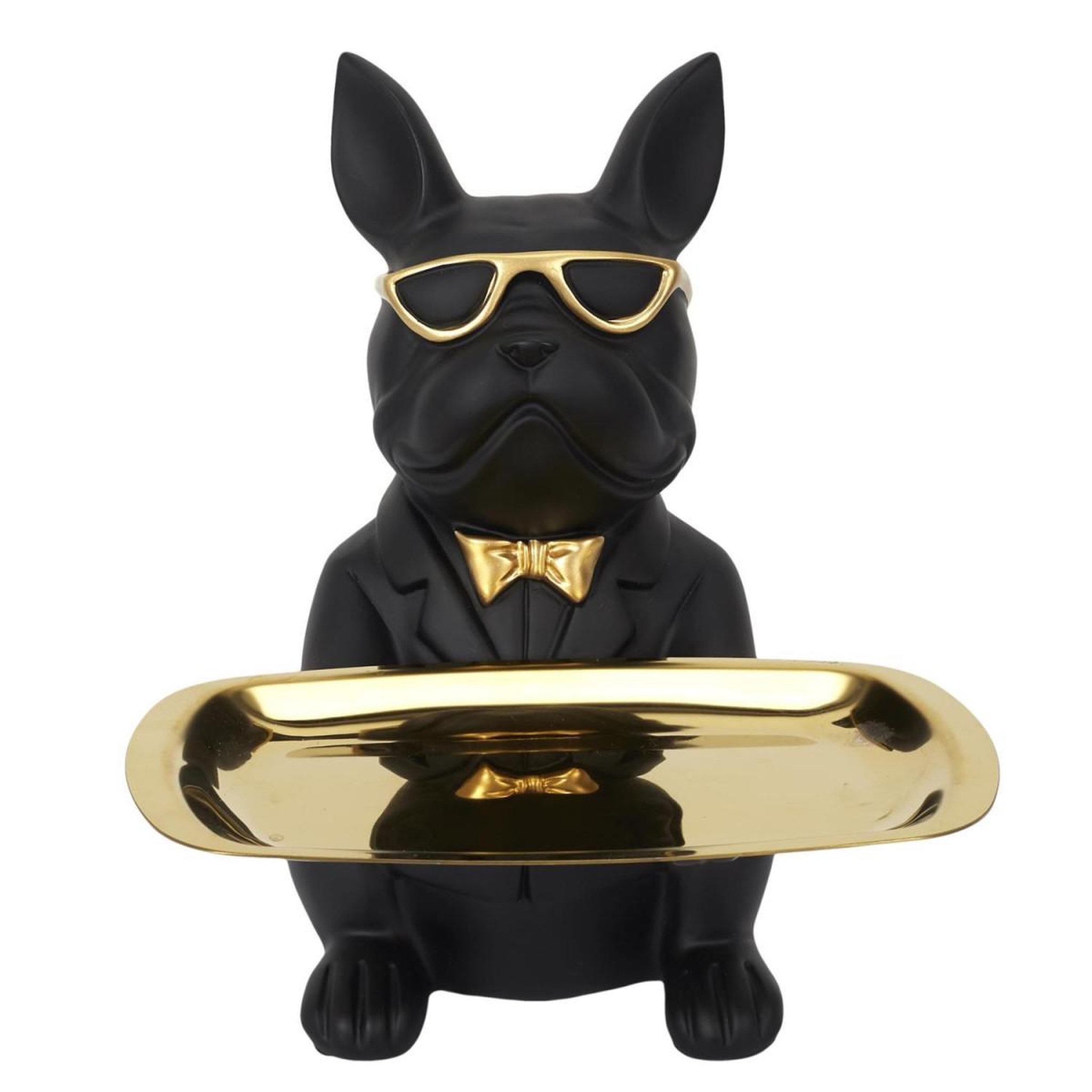 Voir la diapositive 2 : The Home Deco Factory Statuette & vide-poche  bulldog  21cm noir