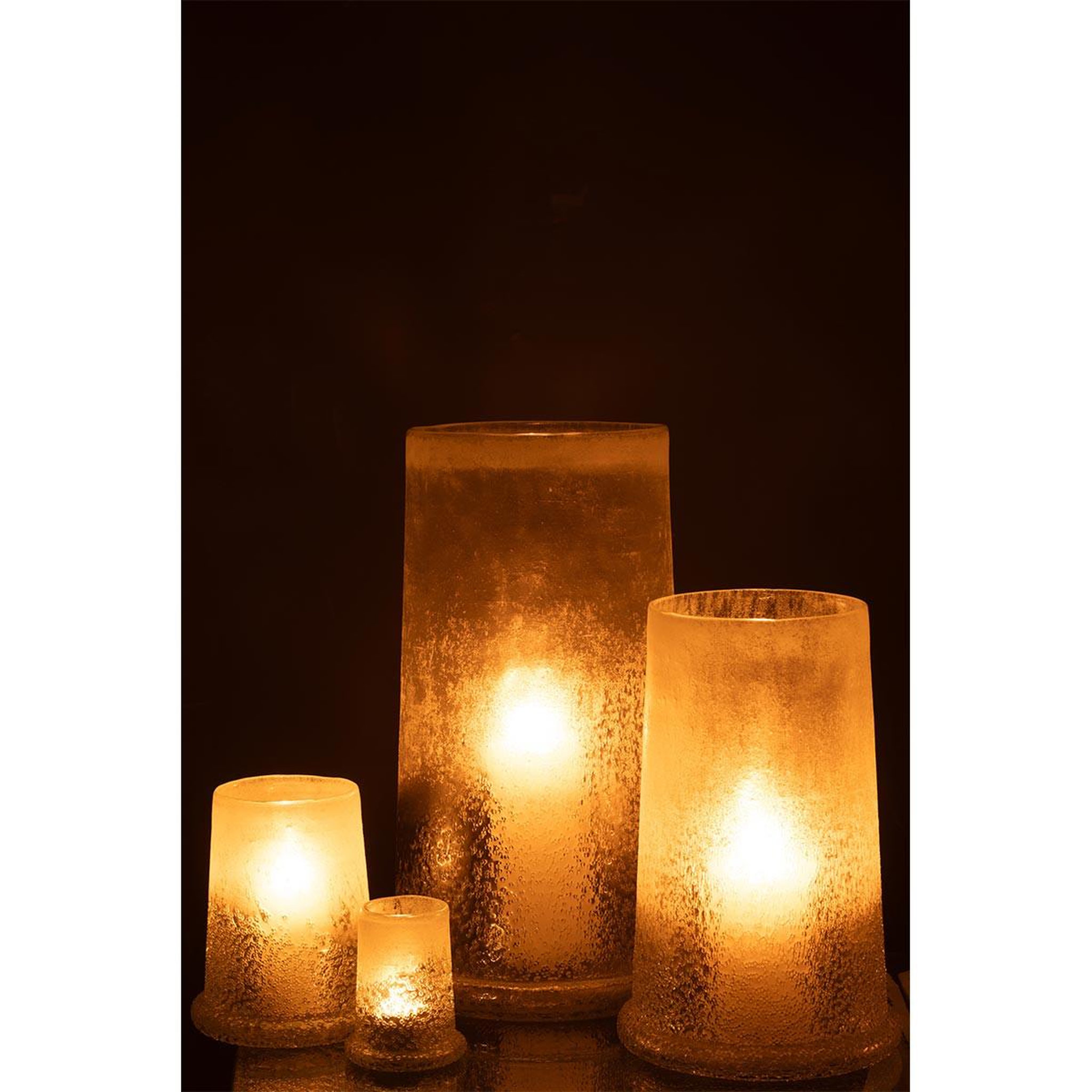 Voir la diapositive 6 : J-LINE Photophore en verre  sucre  15cm blanc