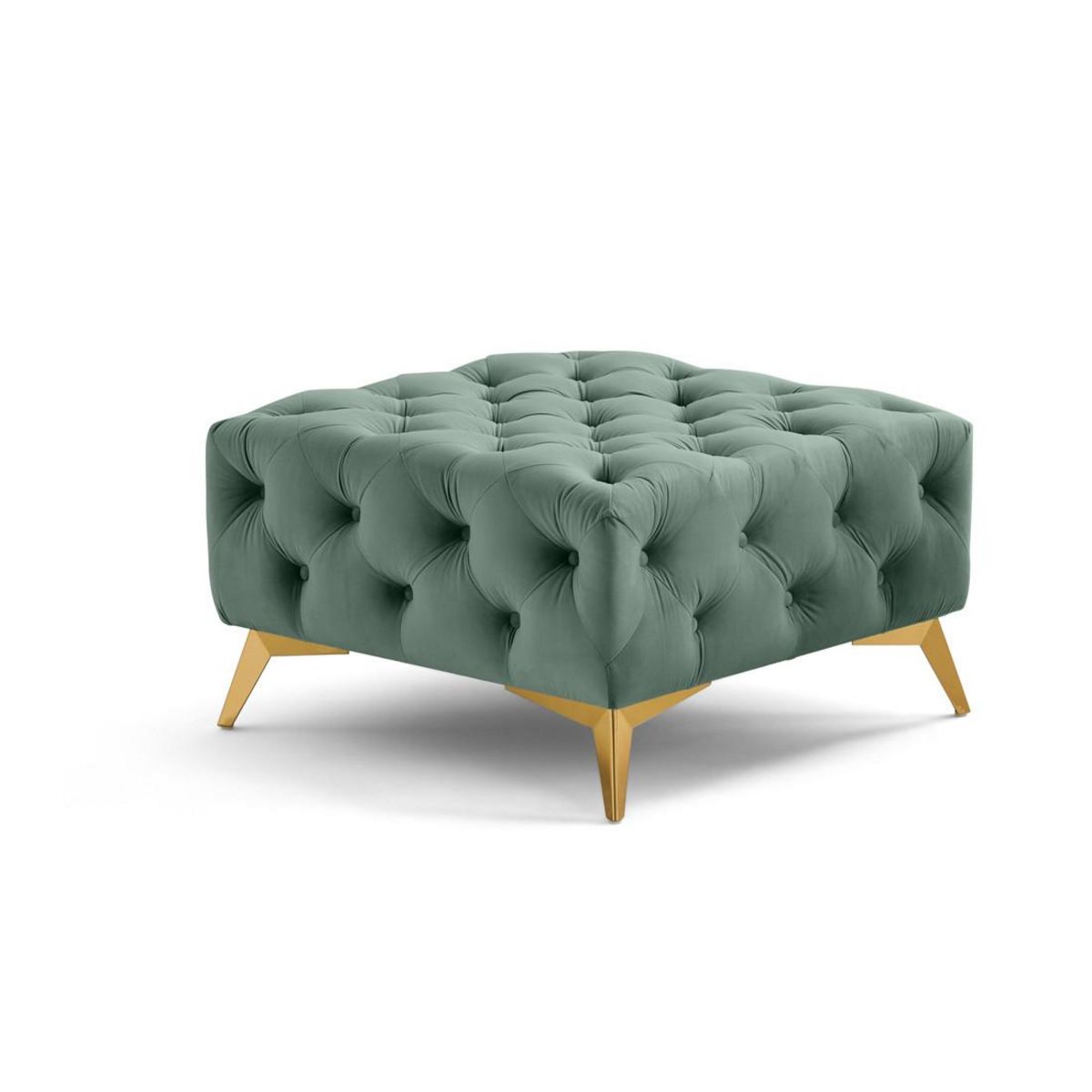 LISA DESIGN Camden - pouf chesterfield en velours - pieds en métal doré