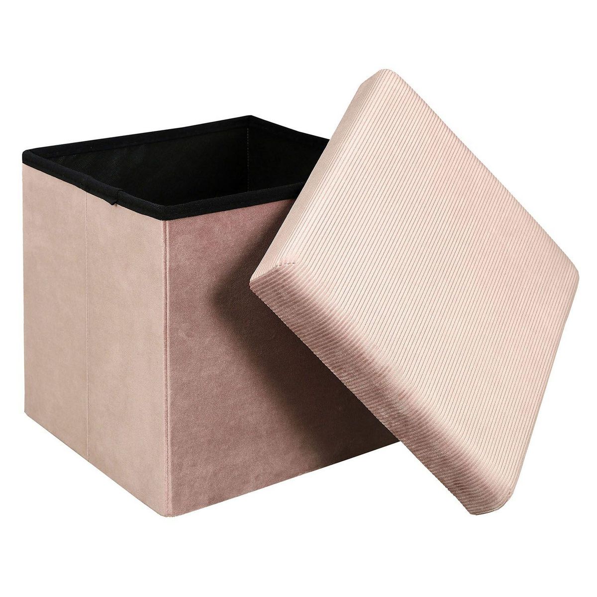 The Home Deco Factory Pouf coffre pliable en velours design Giulia